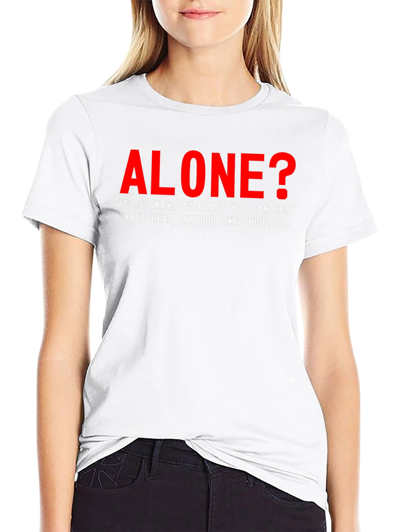 Black Alone? Black Graphic Tee - Rest Your Head Humor T-Shirt view 9