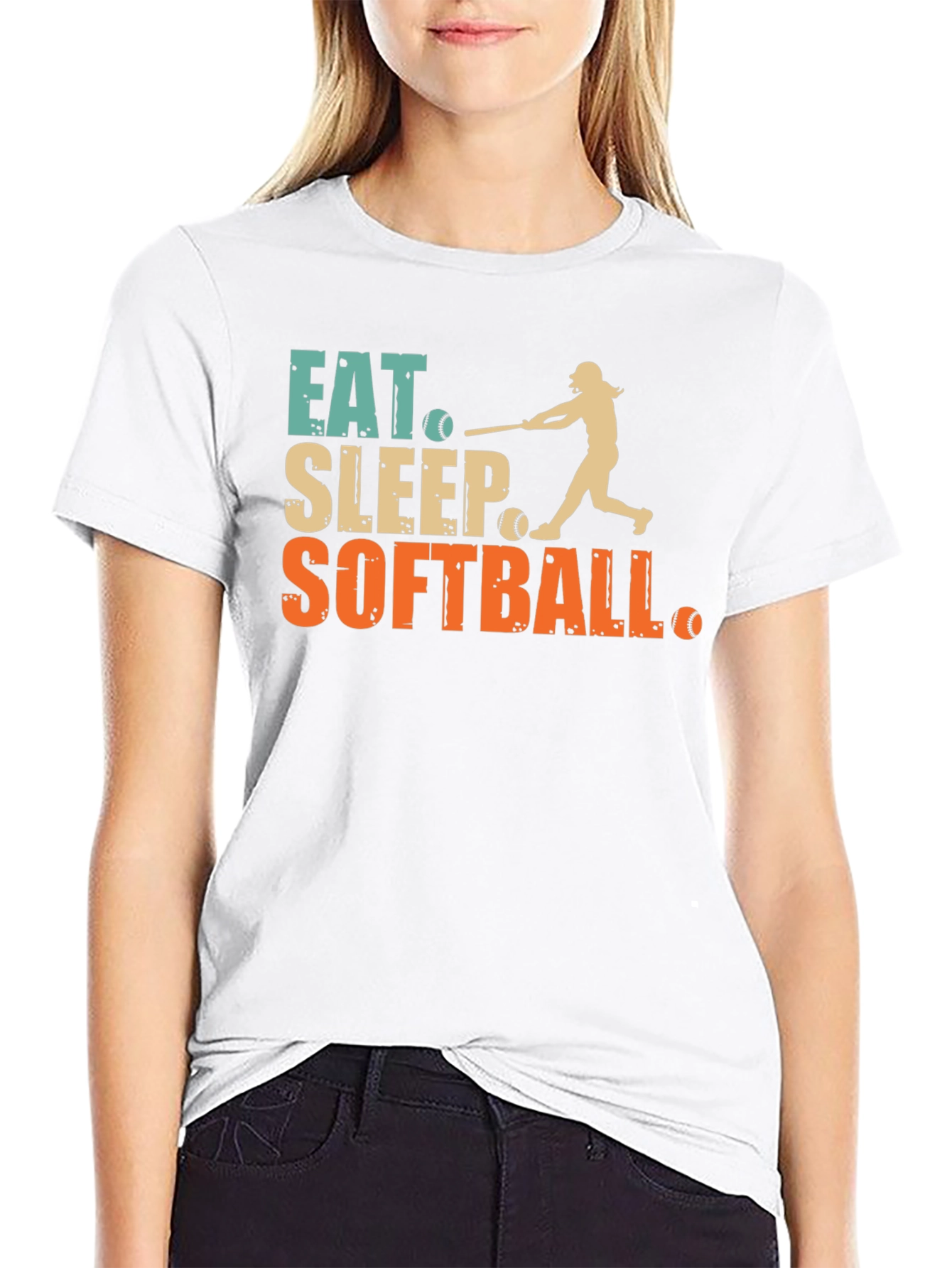 Black Eat Sleep Softball Graphic Tee view 9