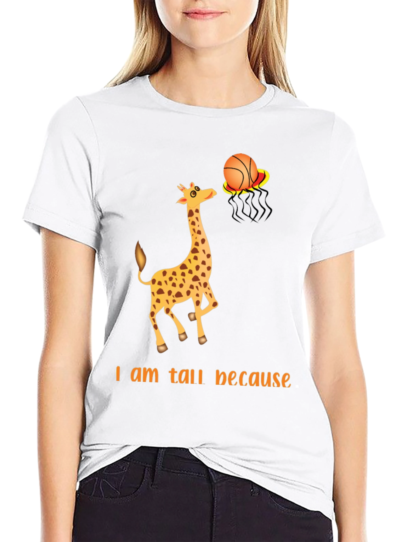 Black Tall Giraffe Basketball T-Shirt view 9