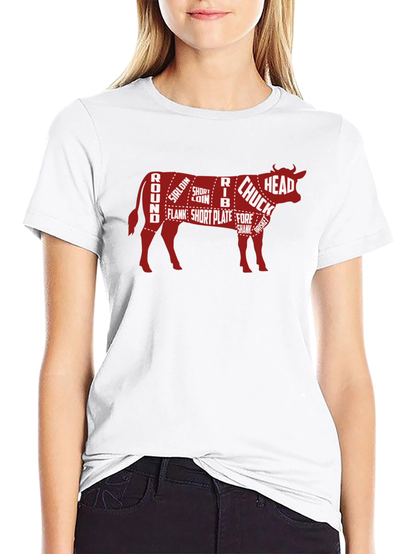Black Beef Cuts Butcher Chart Graphic T-Shirt view 9