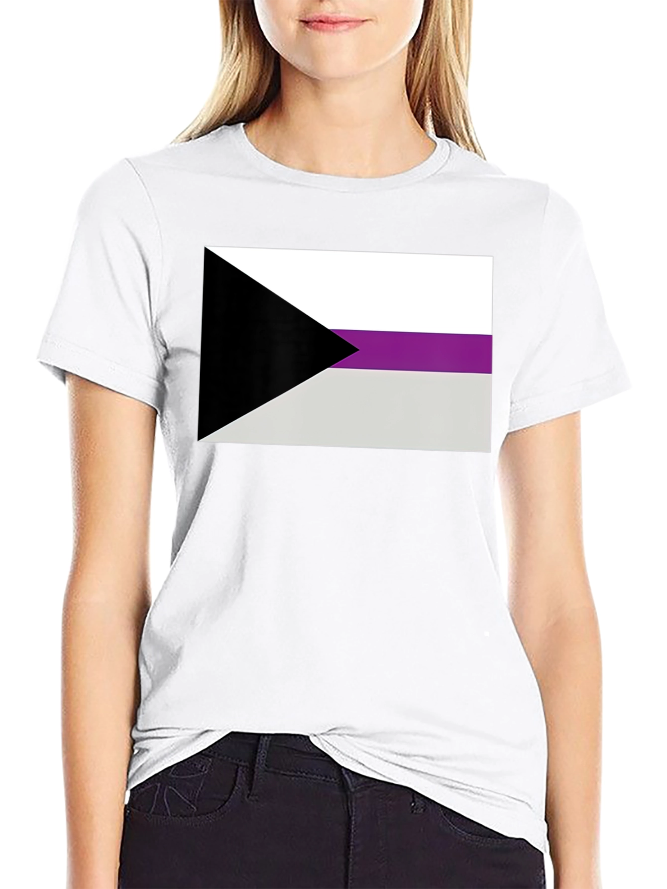 Black Demisexual Pride Flag Graphic T-Shirt - Black Cotton Blend Tee view 9