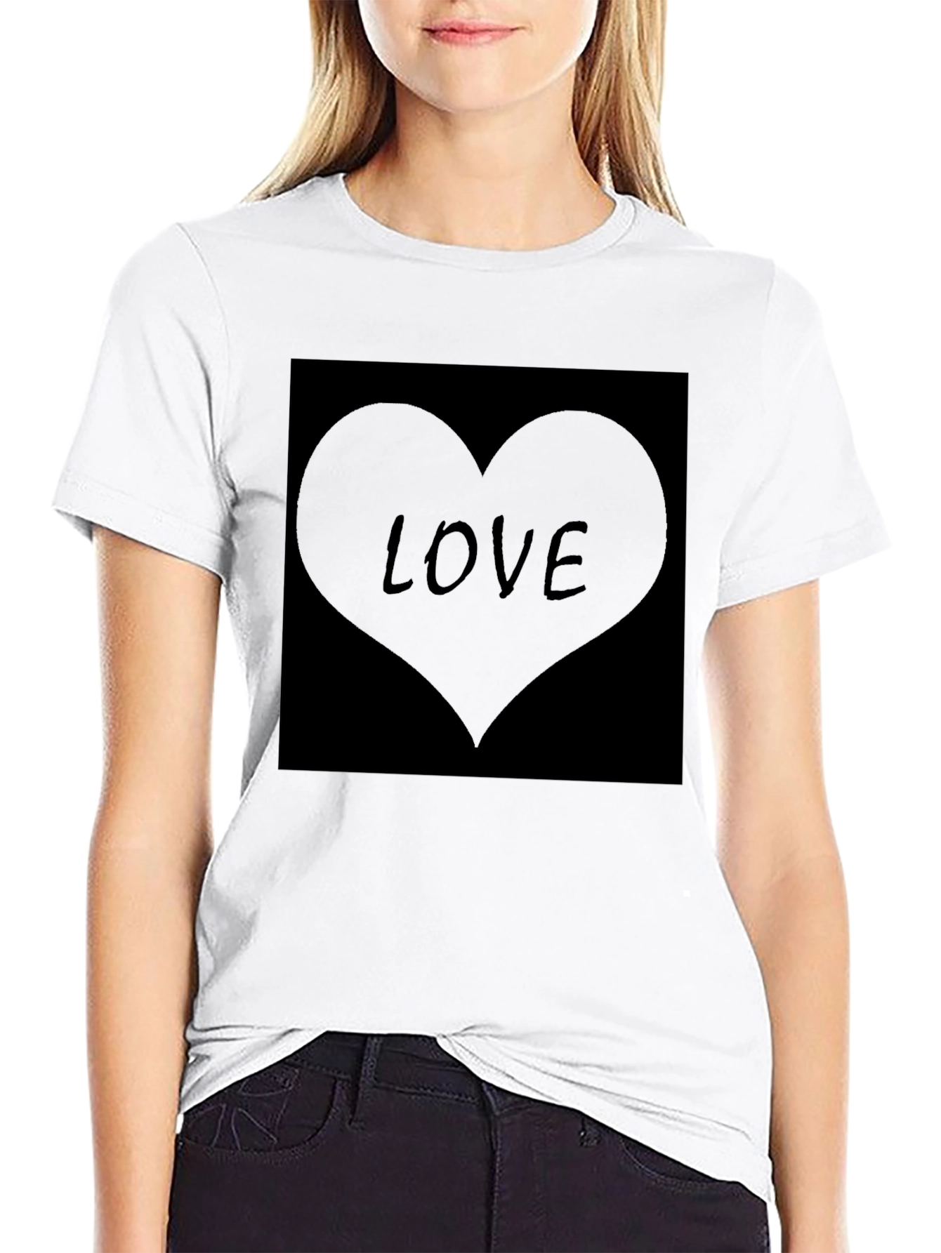Black Men's Black Love Heart Graphic T-Shirt view 9