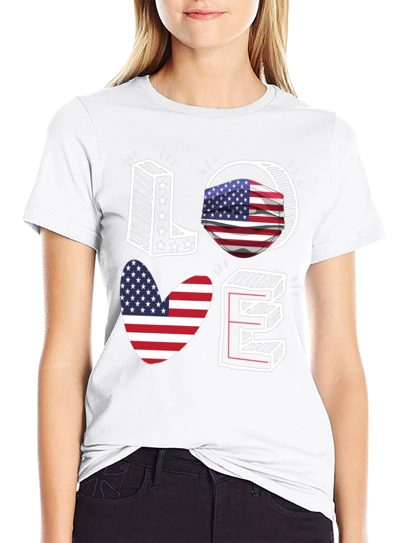 Patriotic LOVE T-Shirt: USA Flag Design - 9