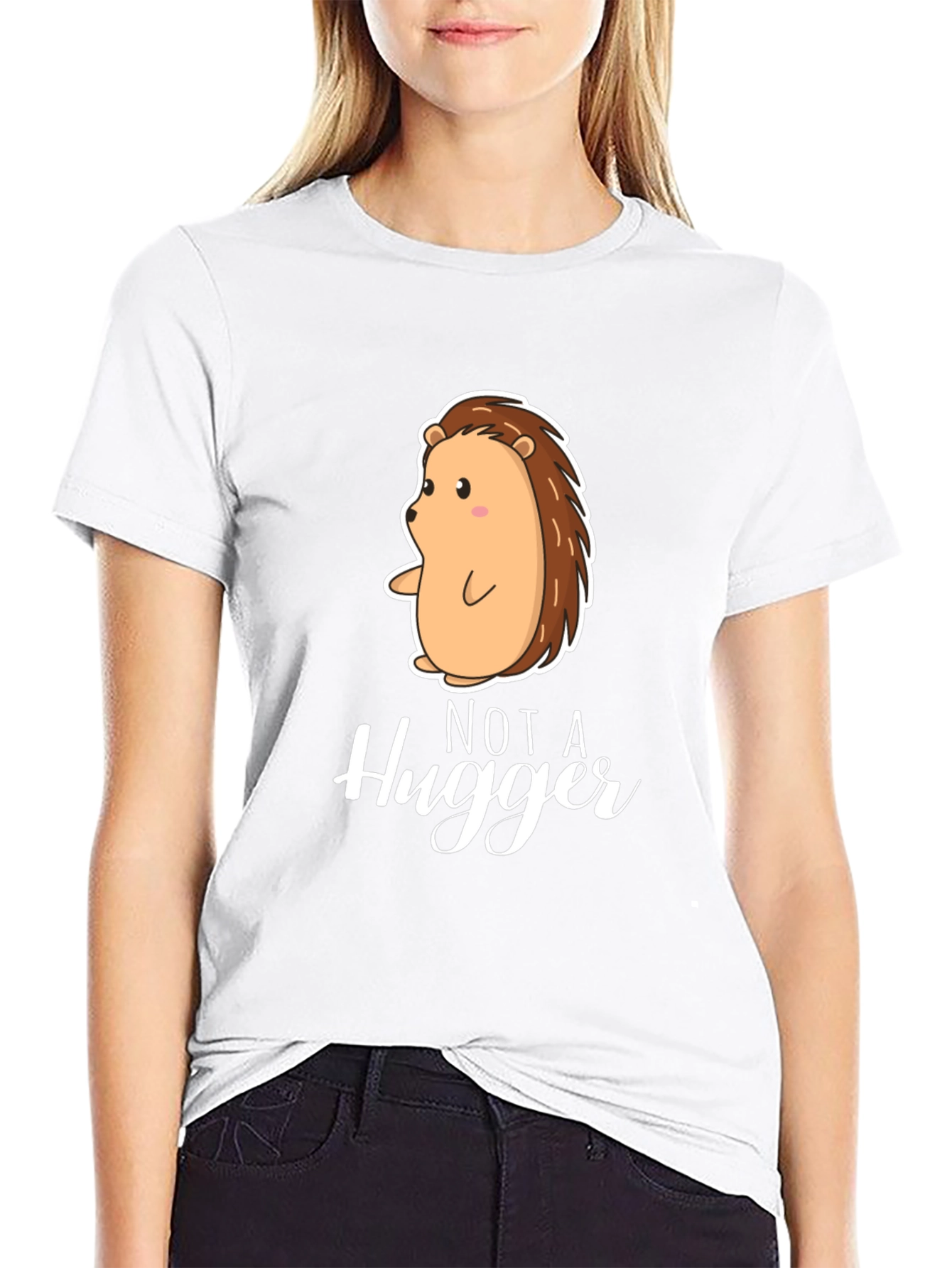 Black Not A Hugger Hedgehog Graphic Tee view 9