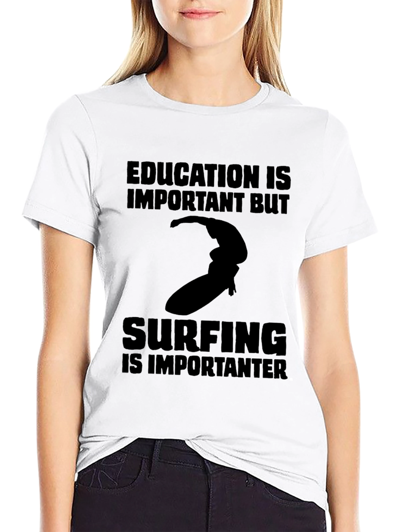 Black Surfing Is Importanter T-Shirt view 9