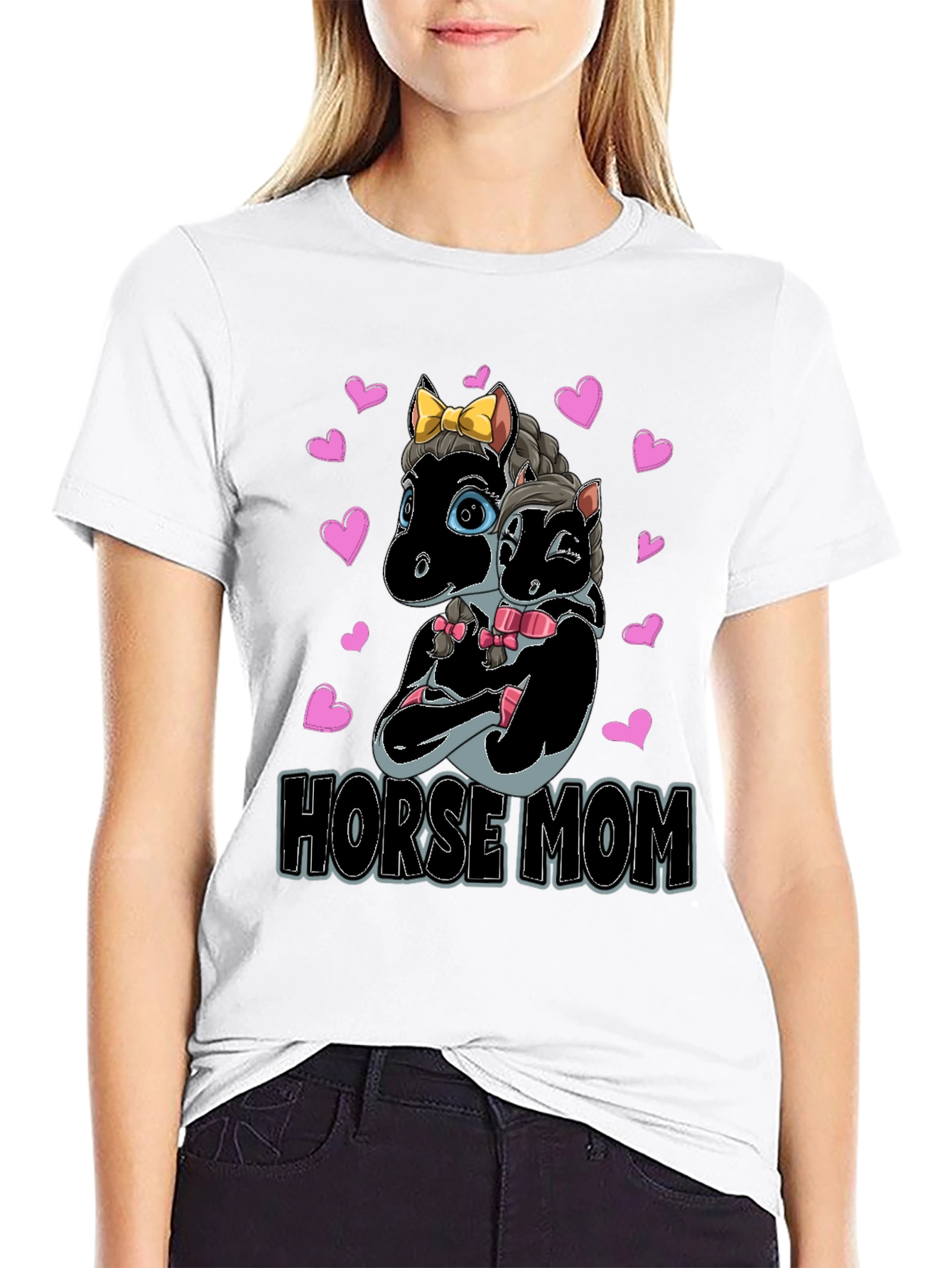 Black Horse Mom T-Shirt - Cute Horse Design view 9