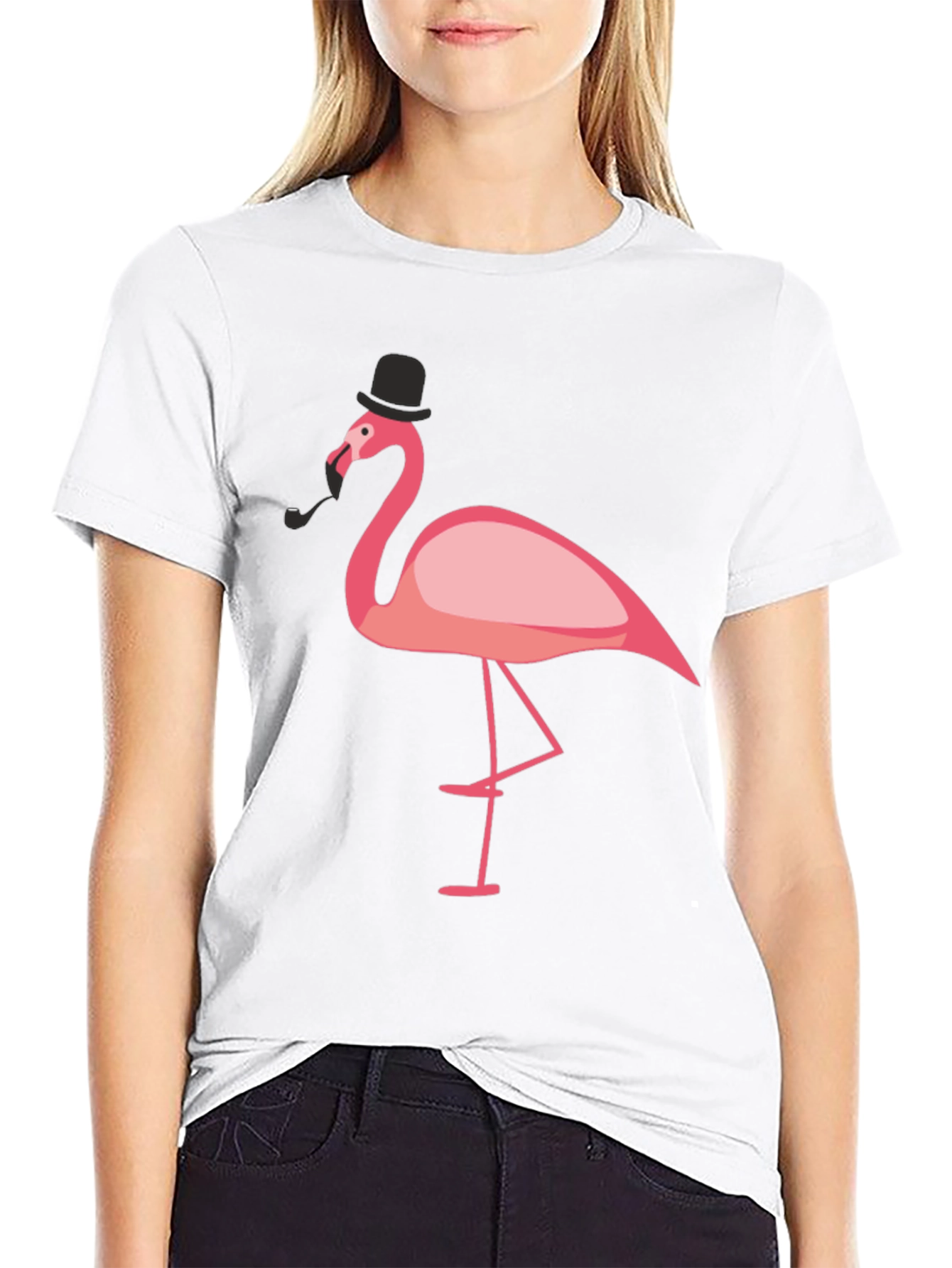 Black Stylish Flamingo Graphic Tee view 9