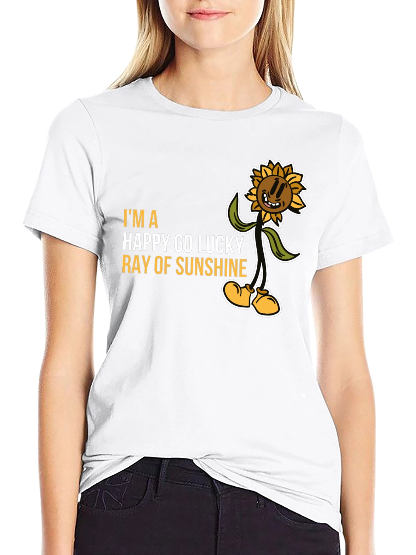 Black Happy Go Lucky Ray of Sunshine Graphic Tee view 9