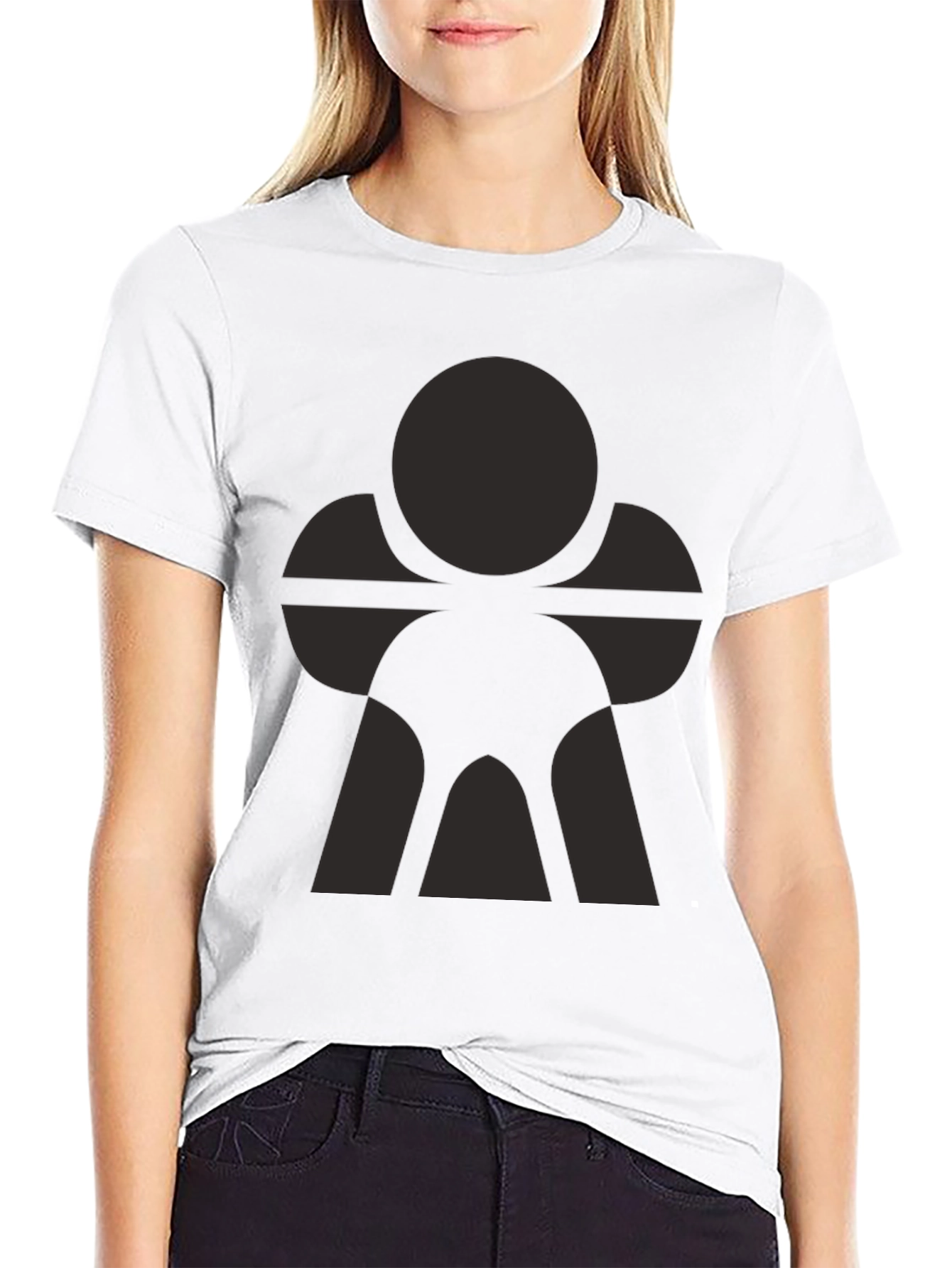 Black Modern Graphic Print Black Crew Neck T-Shirt view 9