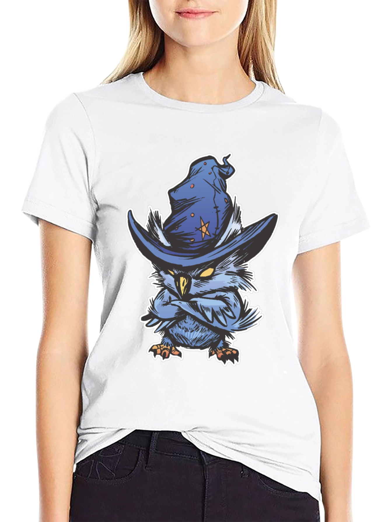Black Wizard Owl T-Shirt - Unique Graphic Tee view 9