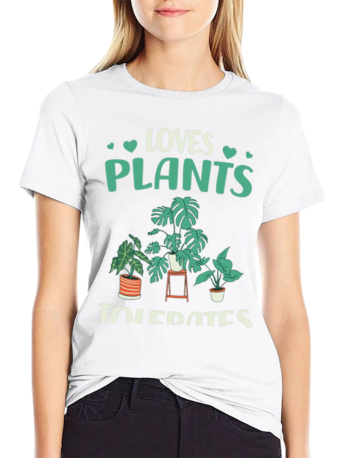 Black Loves Plants Tolerates People Graphic T-Shirt view 9