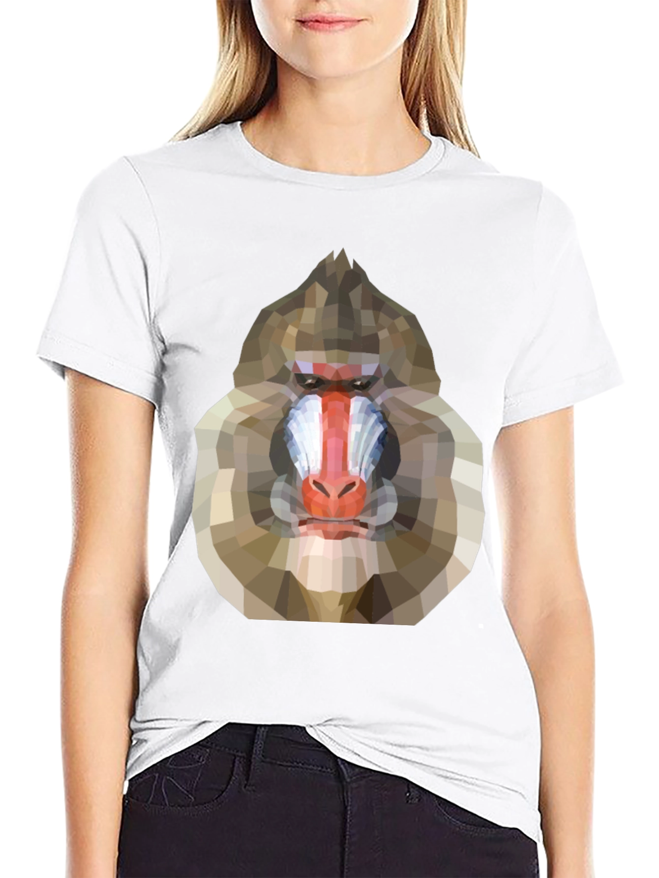 Black Geometric Mandrill Graphic Tee - Unique Art T-Shirt view 9