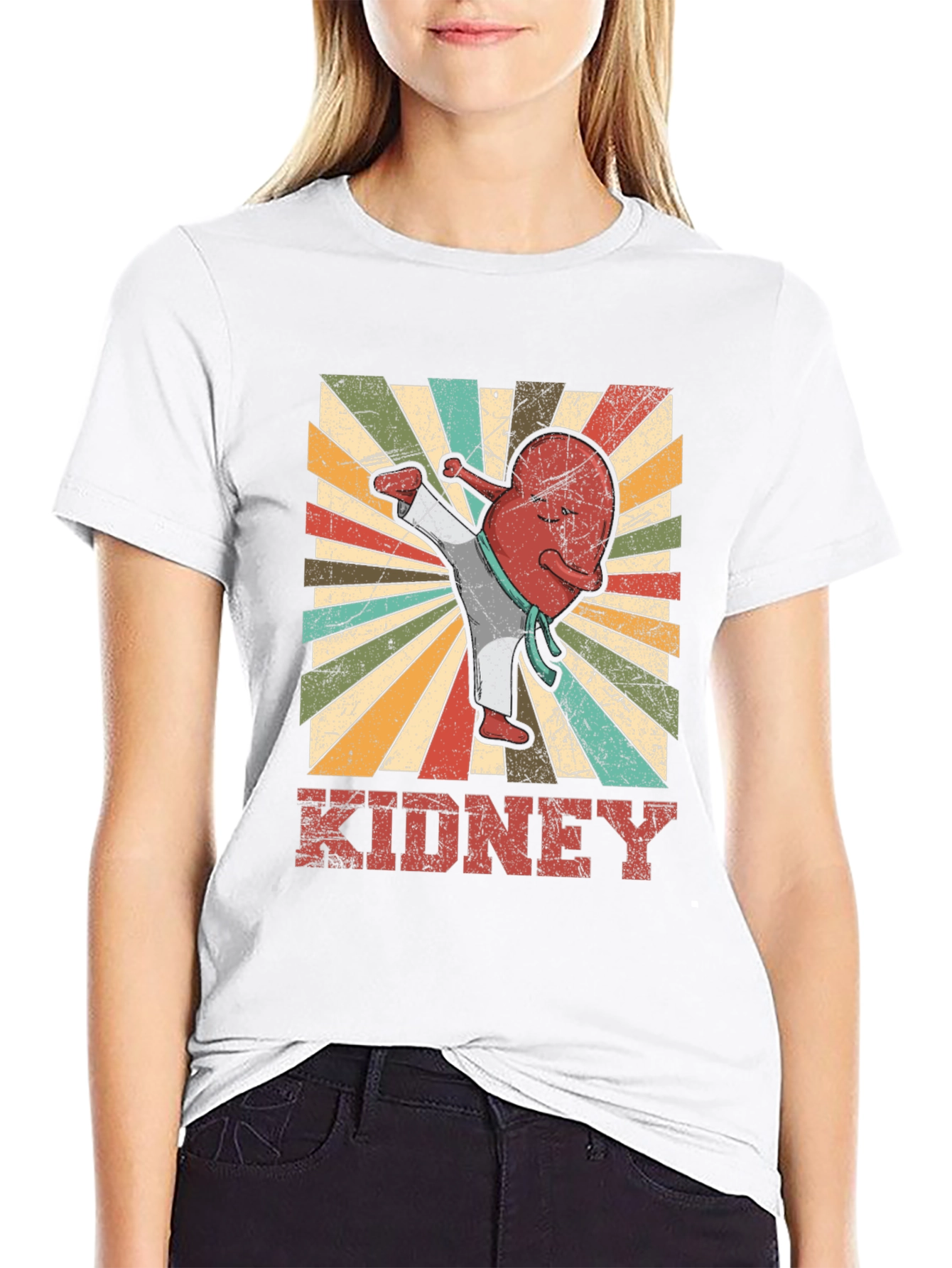 Black Karate Kidney T-Shirt - Funny Anatomy Tee view 9