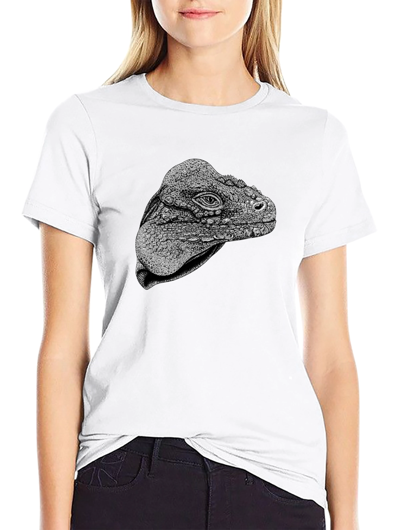 Black Iguana Head Graphic Tee - Unique Animal Print view 9