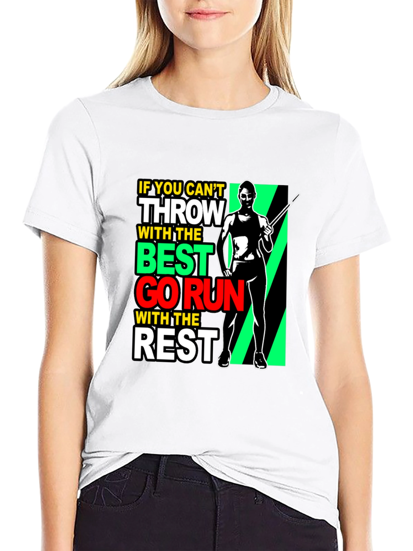 Black Thrower Graphic Tee - If You Can't Throw Go Run! view 9