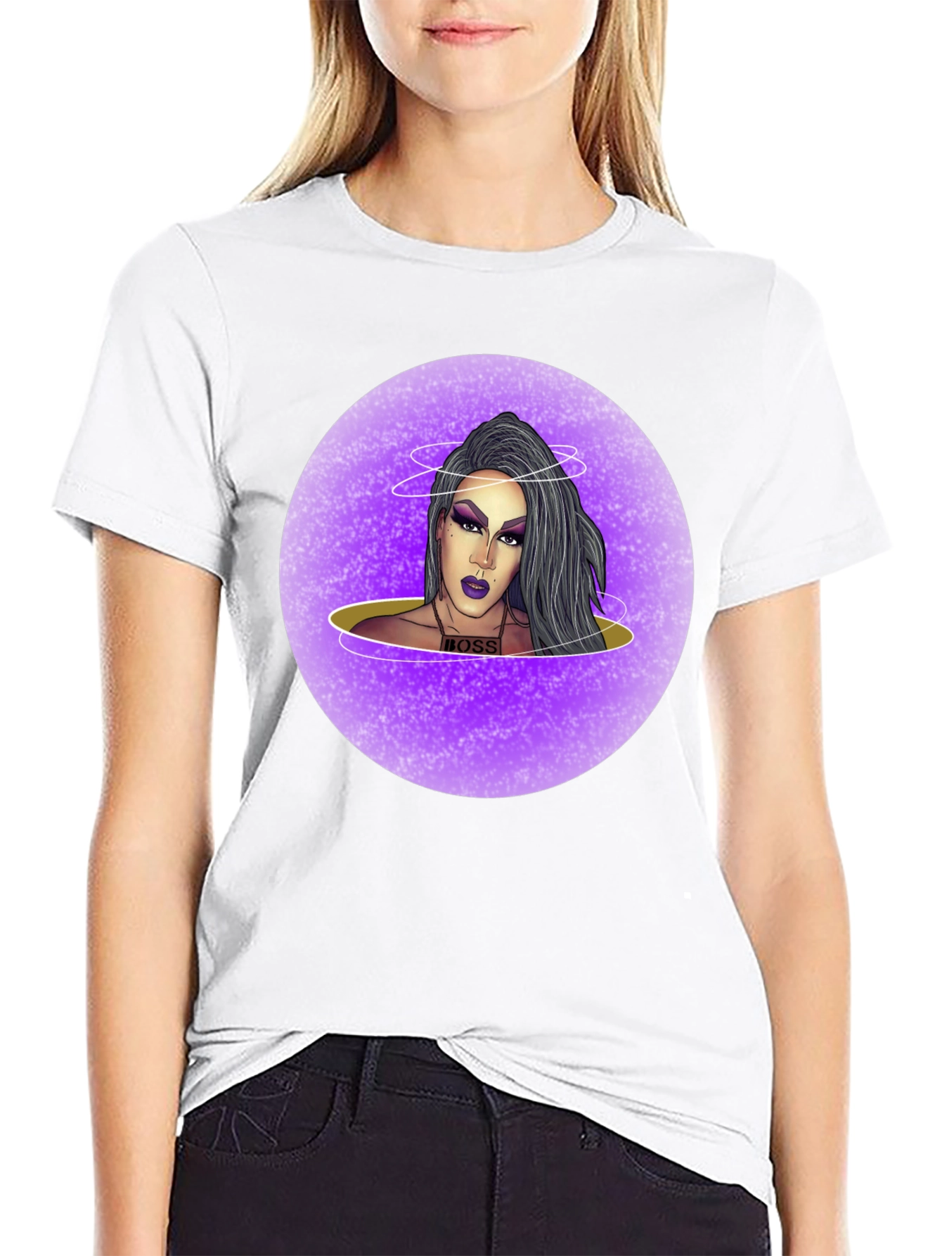 Black Drag Queen Boss T-Shirt - Black Cotton Graphic Tee view 9