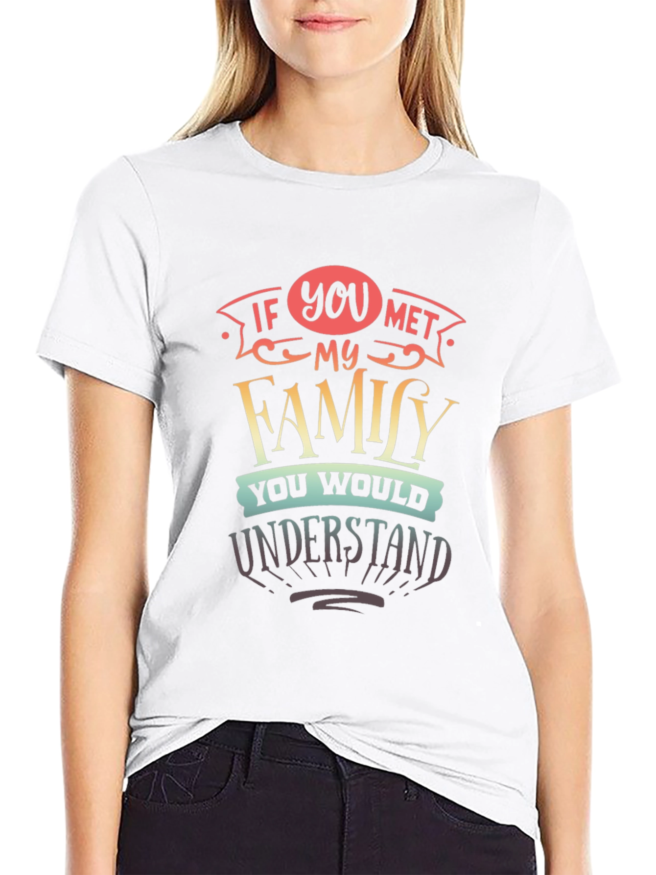 Black Humorous "If You Met My Family" Graphic Tee view 9