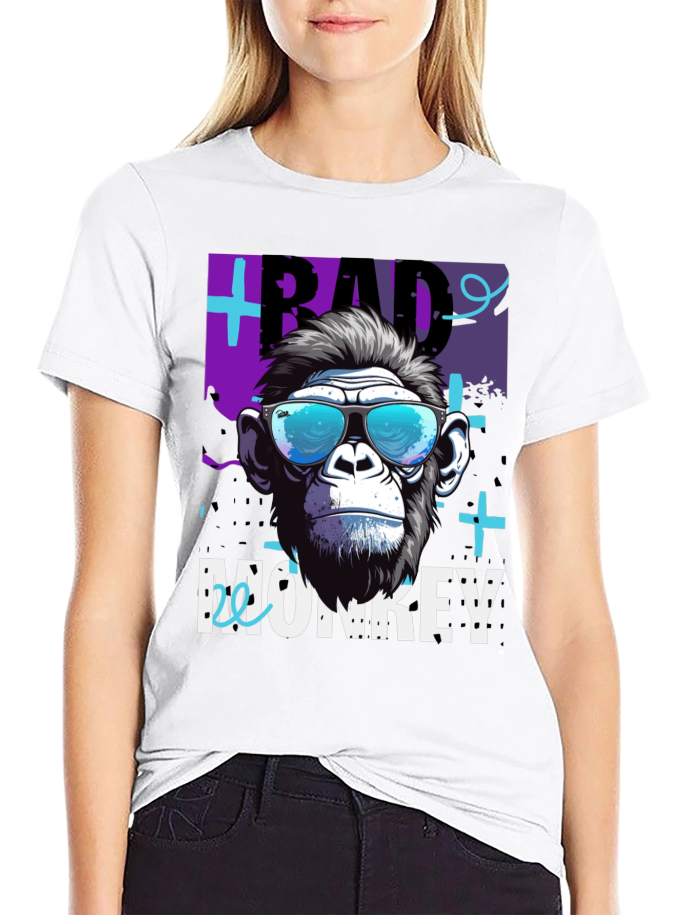 Black Bad Monkey Graphic T-Shirt - Cool Ape Design view 9