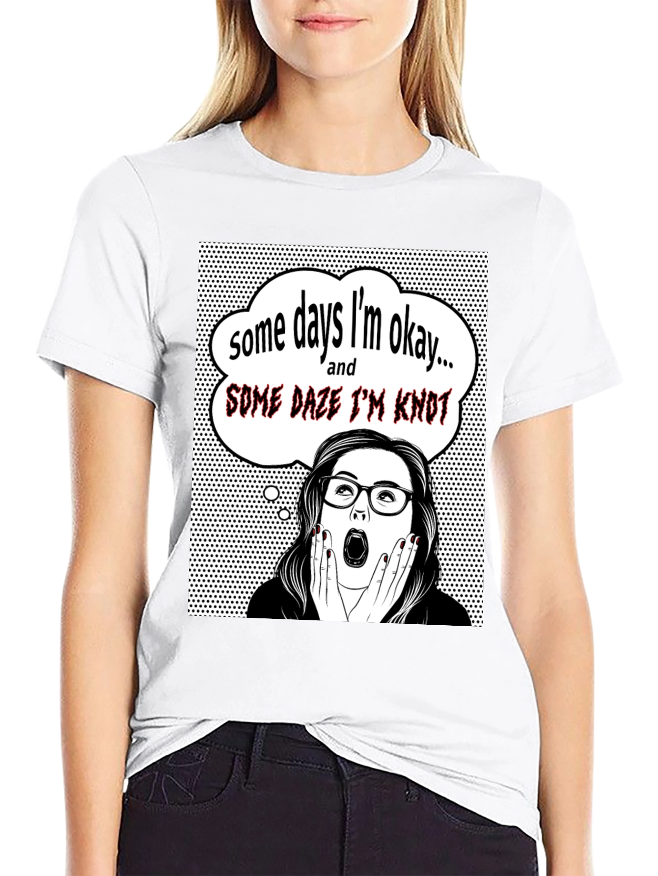 Black Funny "Some Days I'm Okay" Graphic Tee view 9