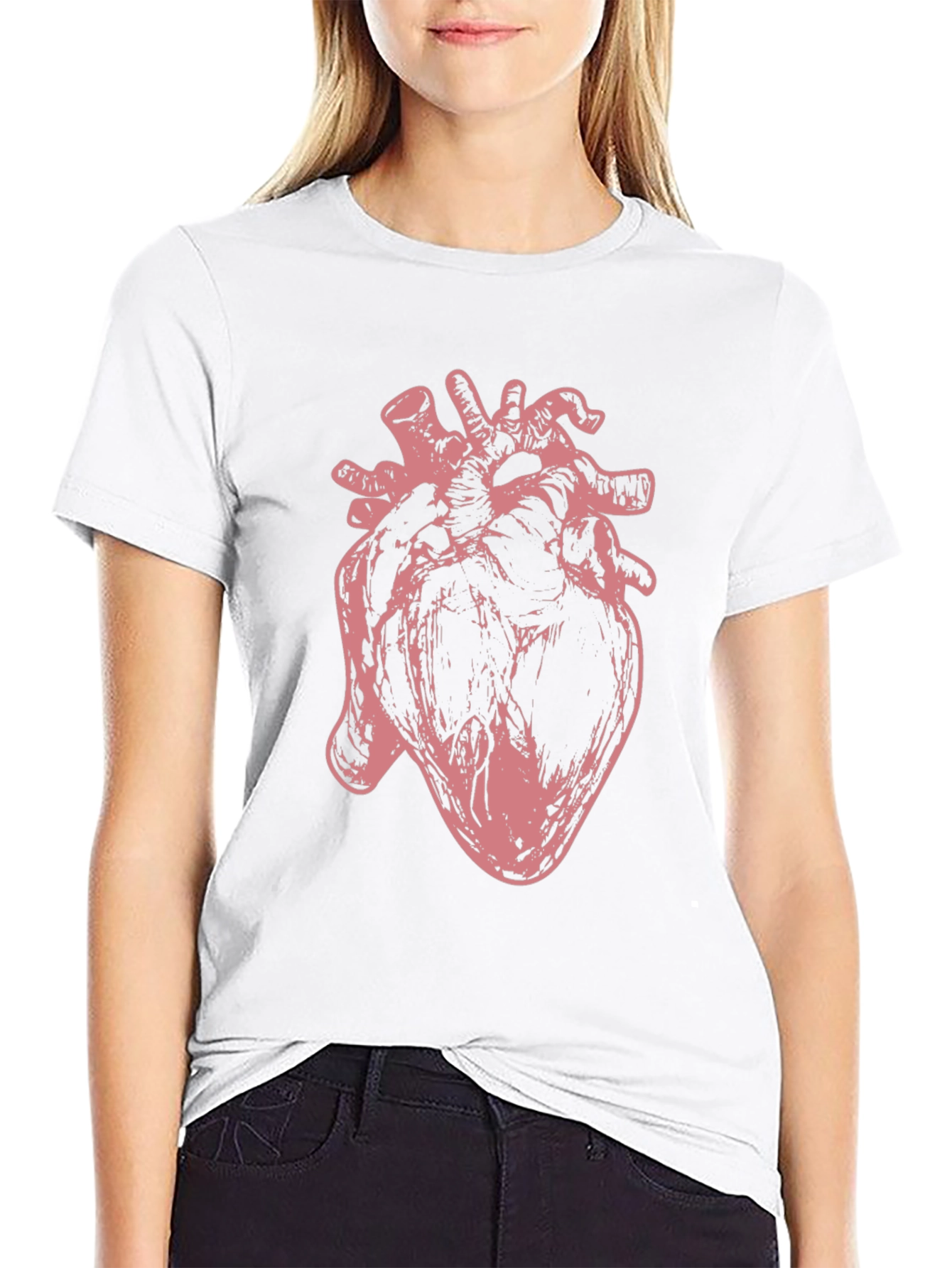 Black Anatomical Heart Graphic Tee - Unique Design view 9
