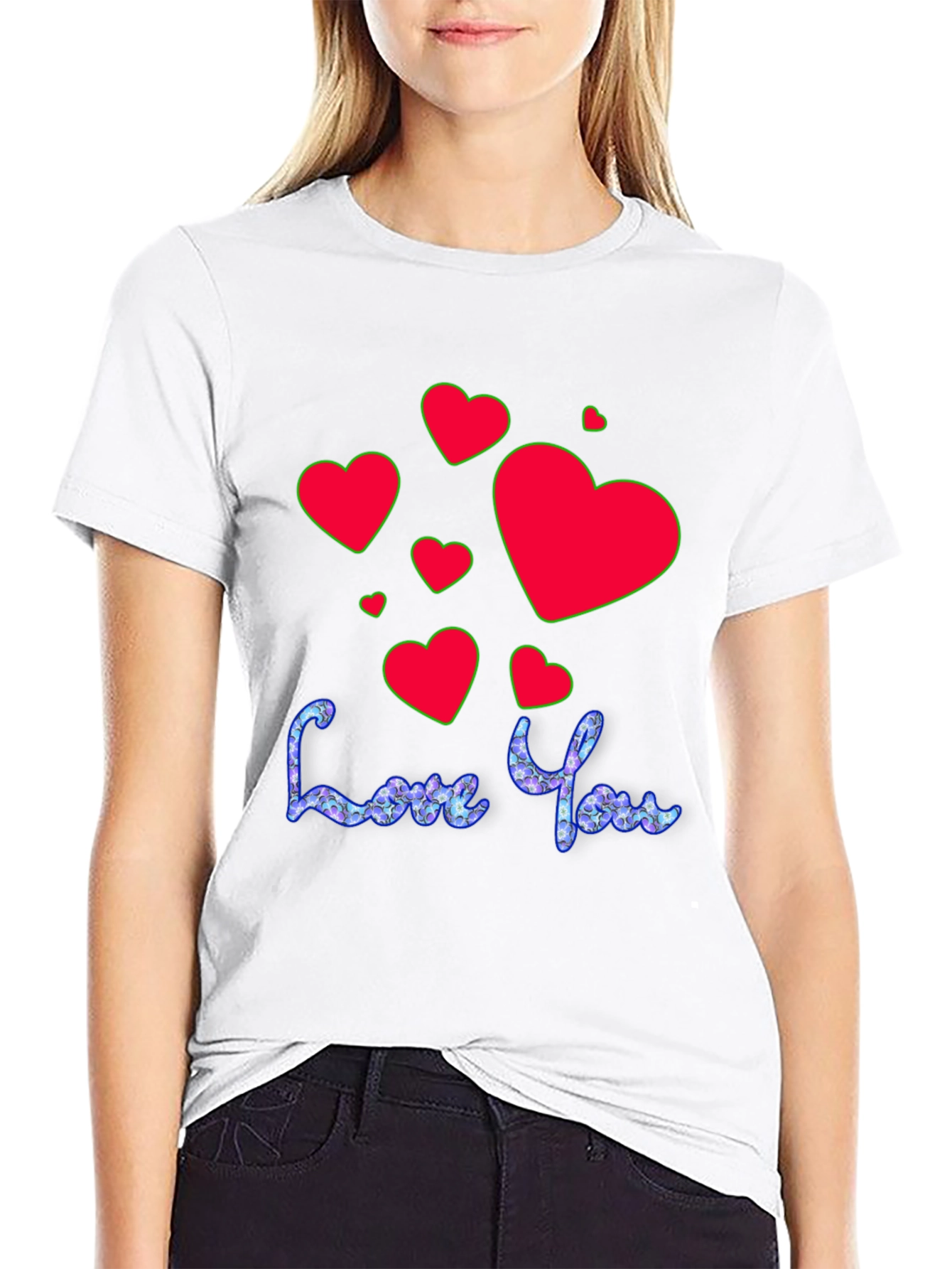Black Love You T-Shirt - Red Heart Valentine's Day Tee view 9