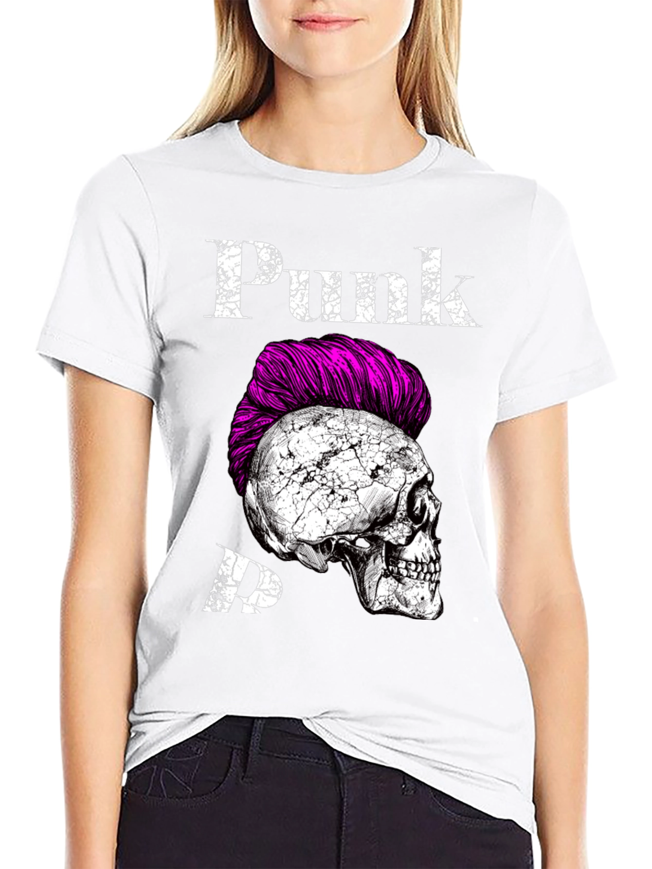 Black Punk Skull Graphic Tee - Edgy Fashion Statement view 9