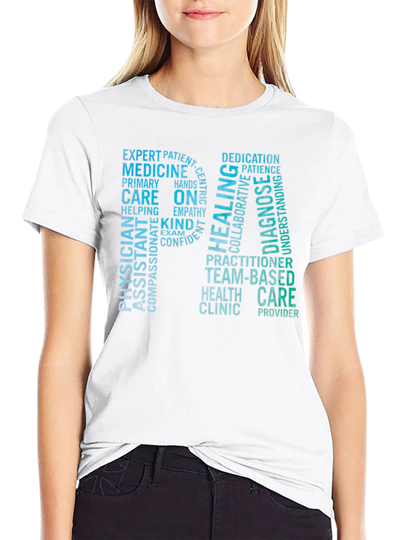 Black RN Word Cloud T-Shirt - Medical Professional Tee view 9