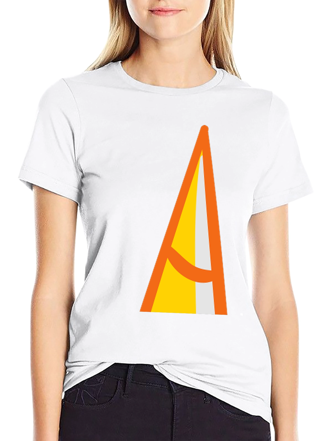 Black Geometric Triangle Graphic Black T-Shirt view 9