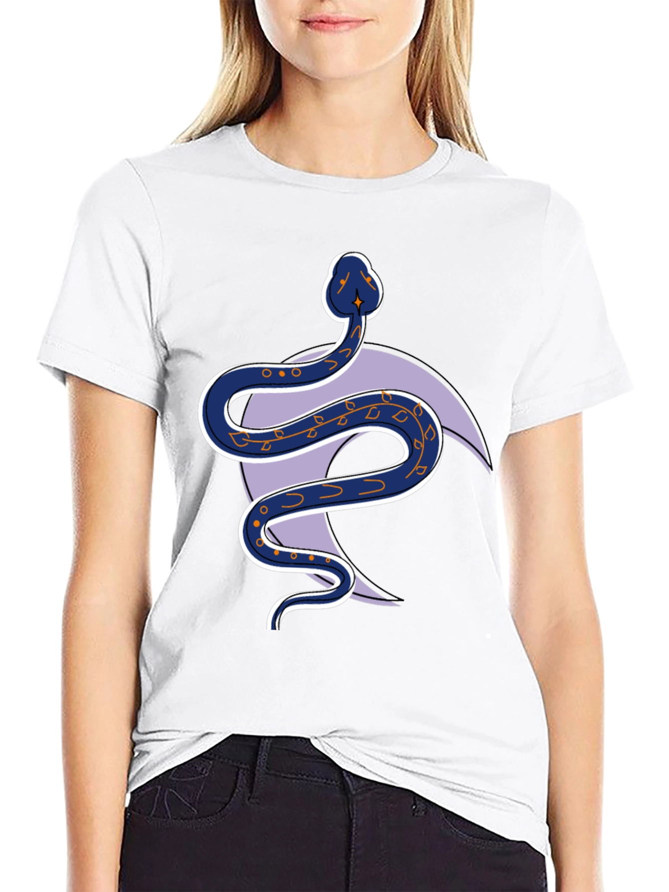 Black Snake and Crescent Moon Graphic Tee view 9