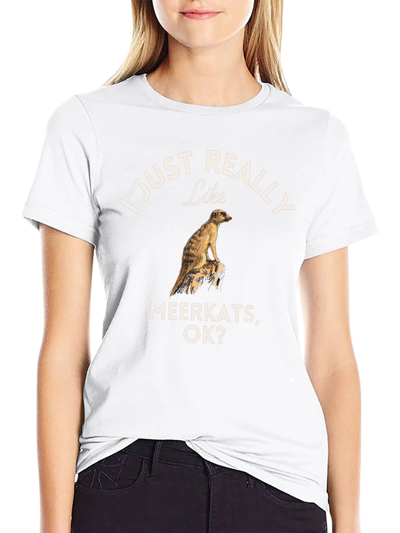 Black I Just Really Like Meerkats OK? T-Shirt view 9