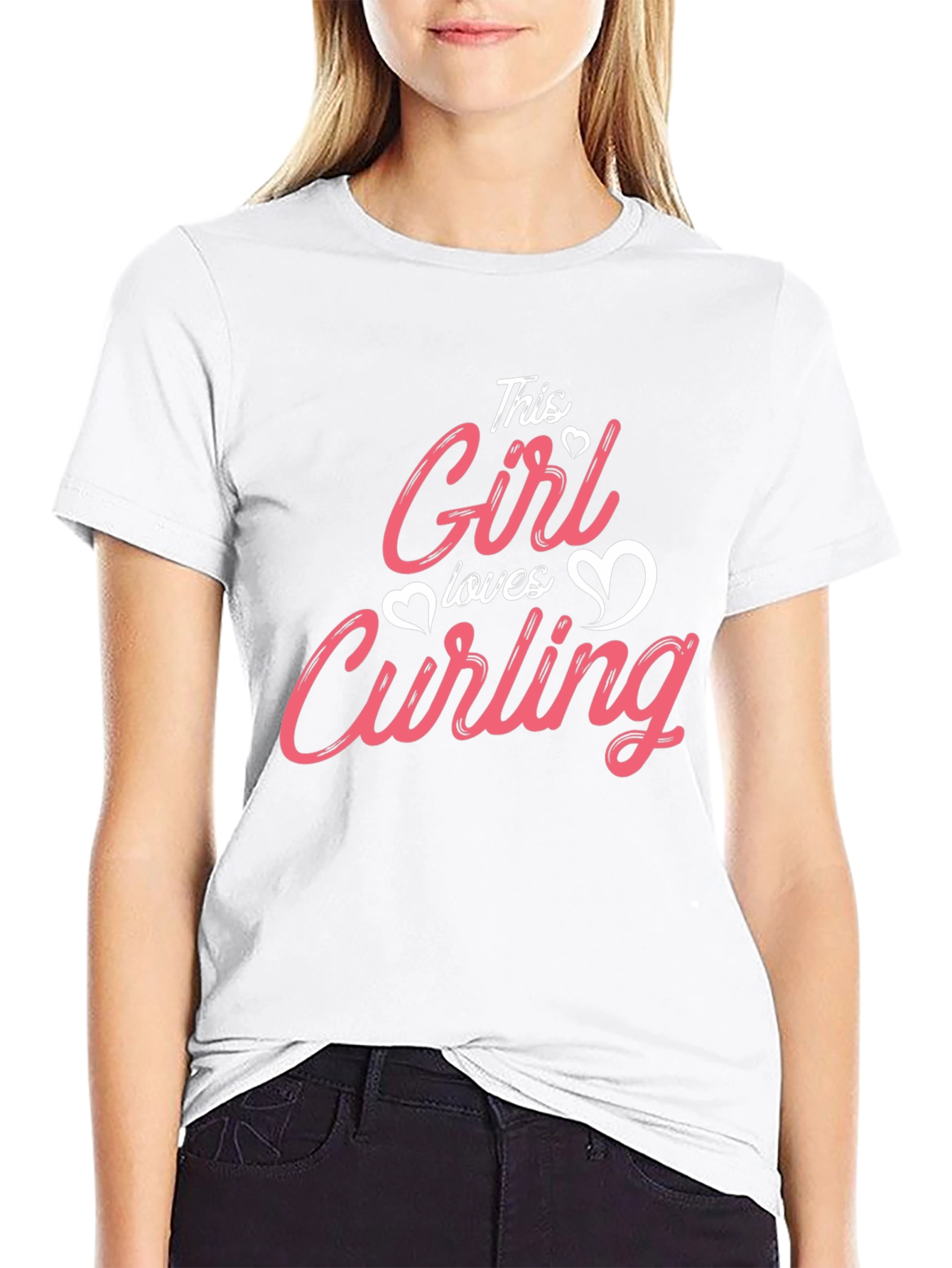 Black This Girl Loves Curling T-Shirt Black view 9