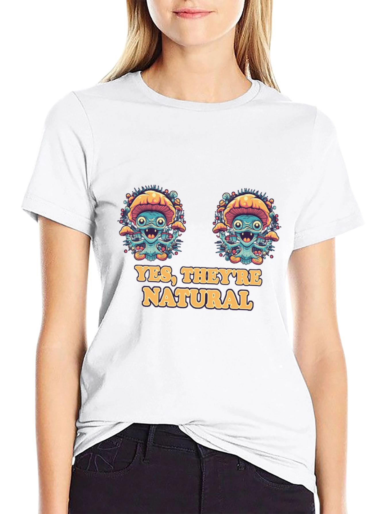 Black Funny Mushroom T-Shirt - Yes, They're Natural! view 9