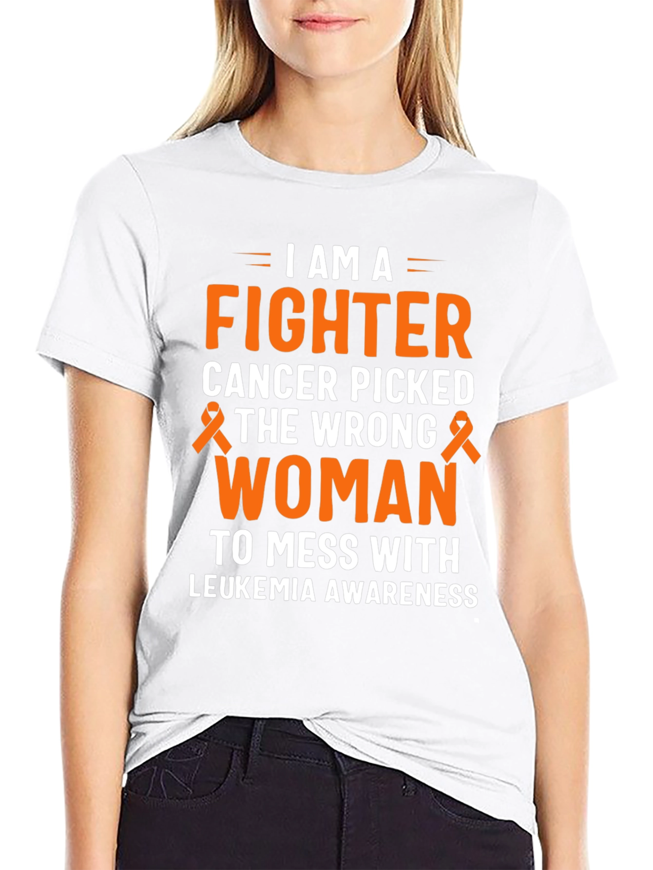 Black I Am A Fighter Leukemia Awareness T-Shirt view 9