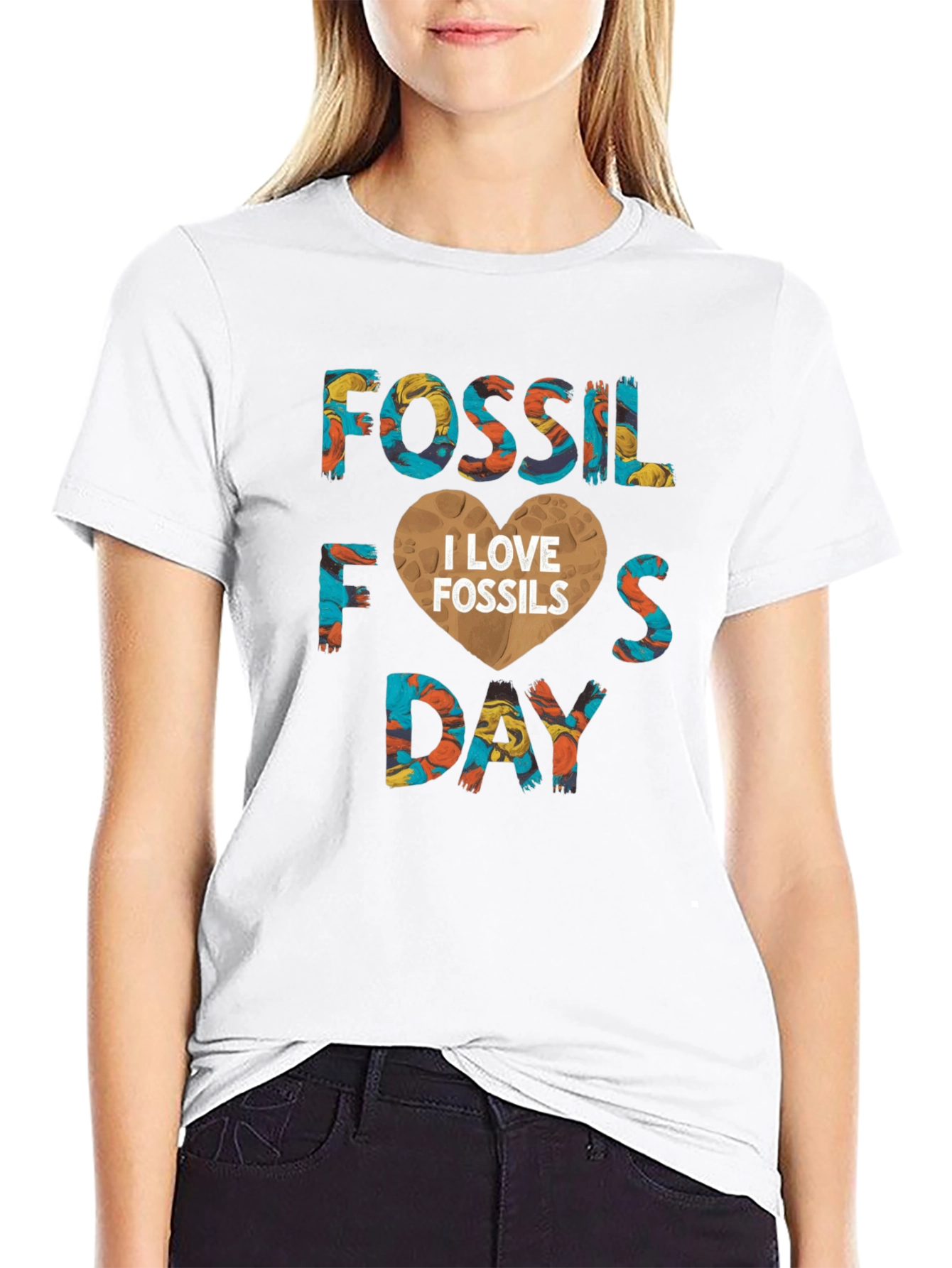 Black Fossil Day I Love Fossils Graphic Tee Shirt view 9