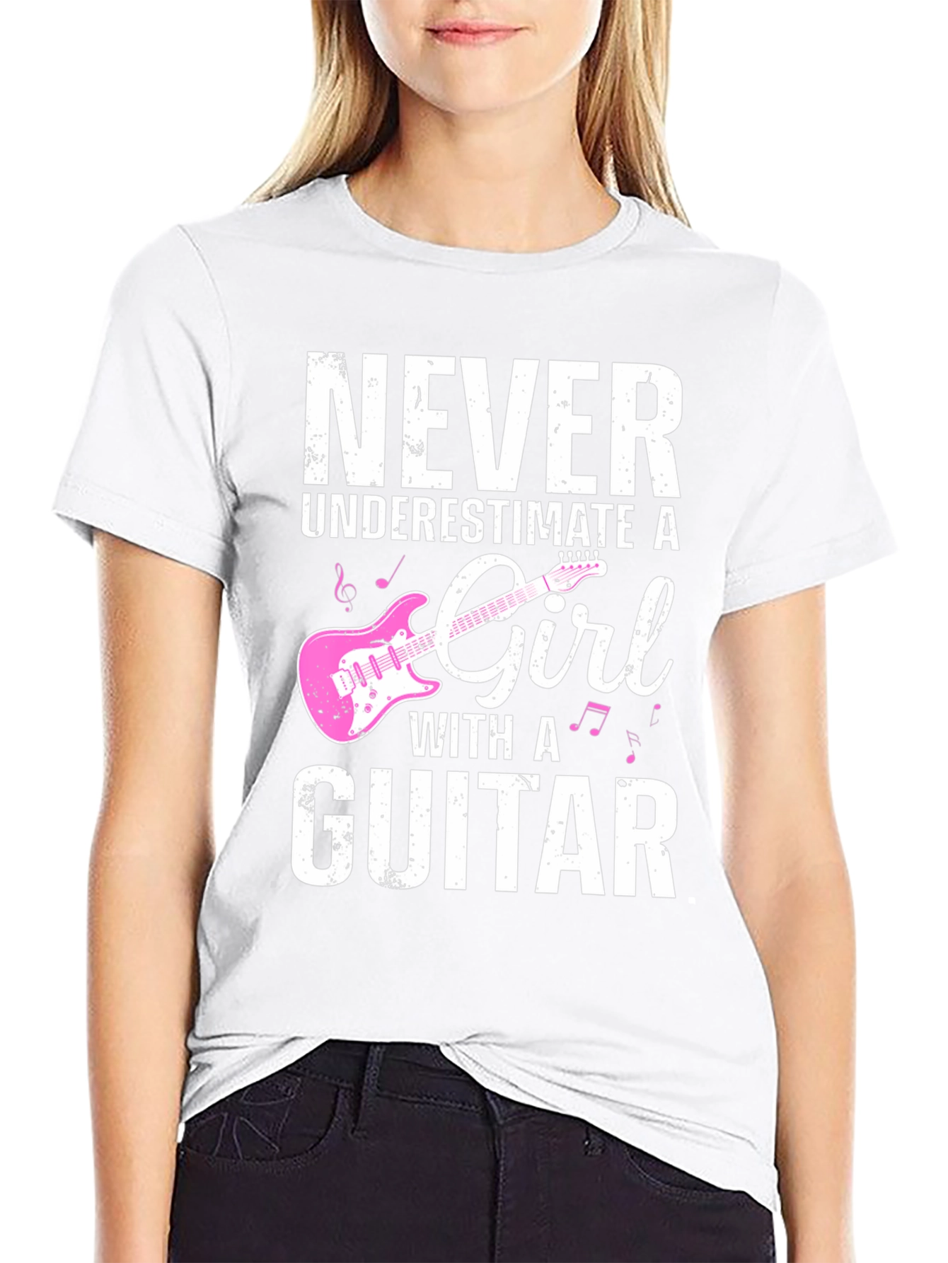 Black Never Underestimate a Girl With a Guitar T-Shirt view 9