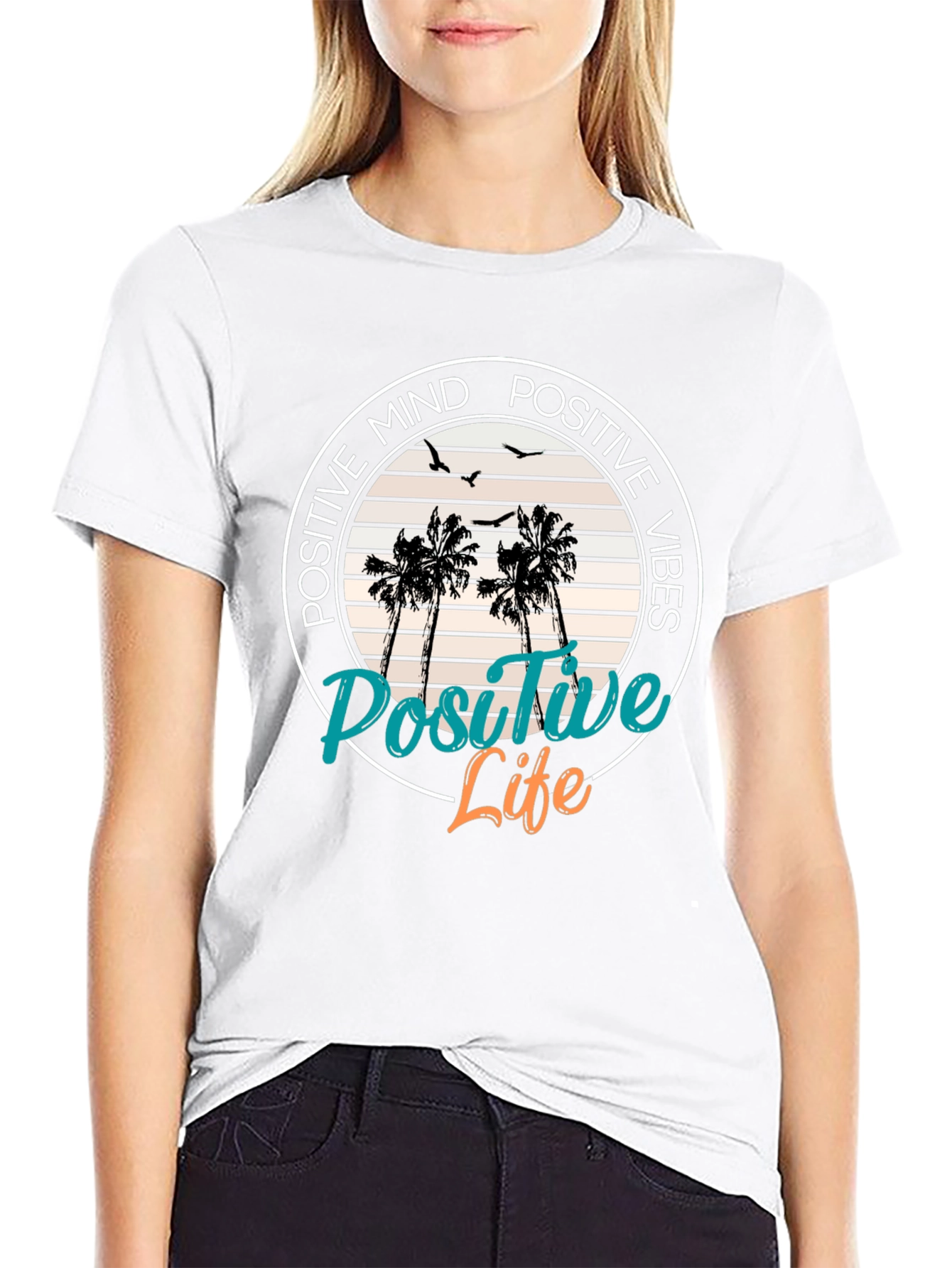 Black Positive Mind Positive Vibes T-Shirt view 9