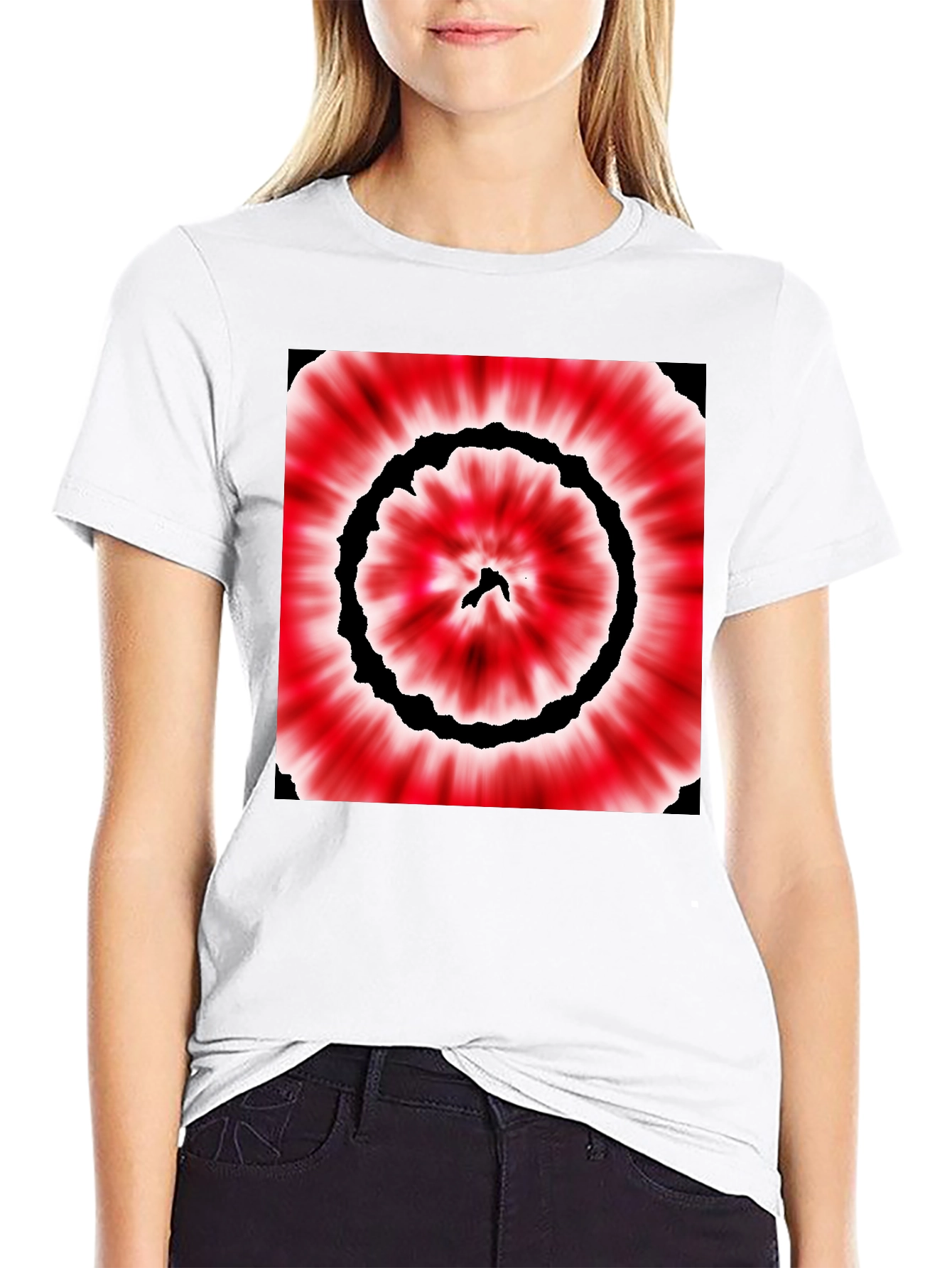 Black Red & Black Tie-Dye Style Graphic T-Shirt view 9