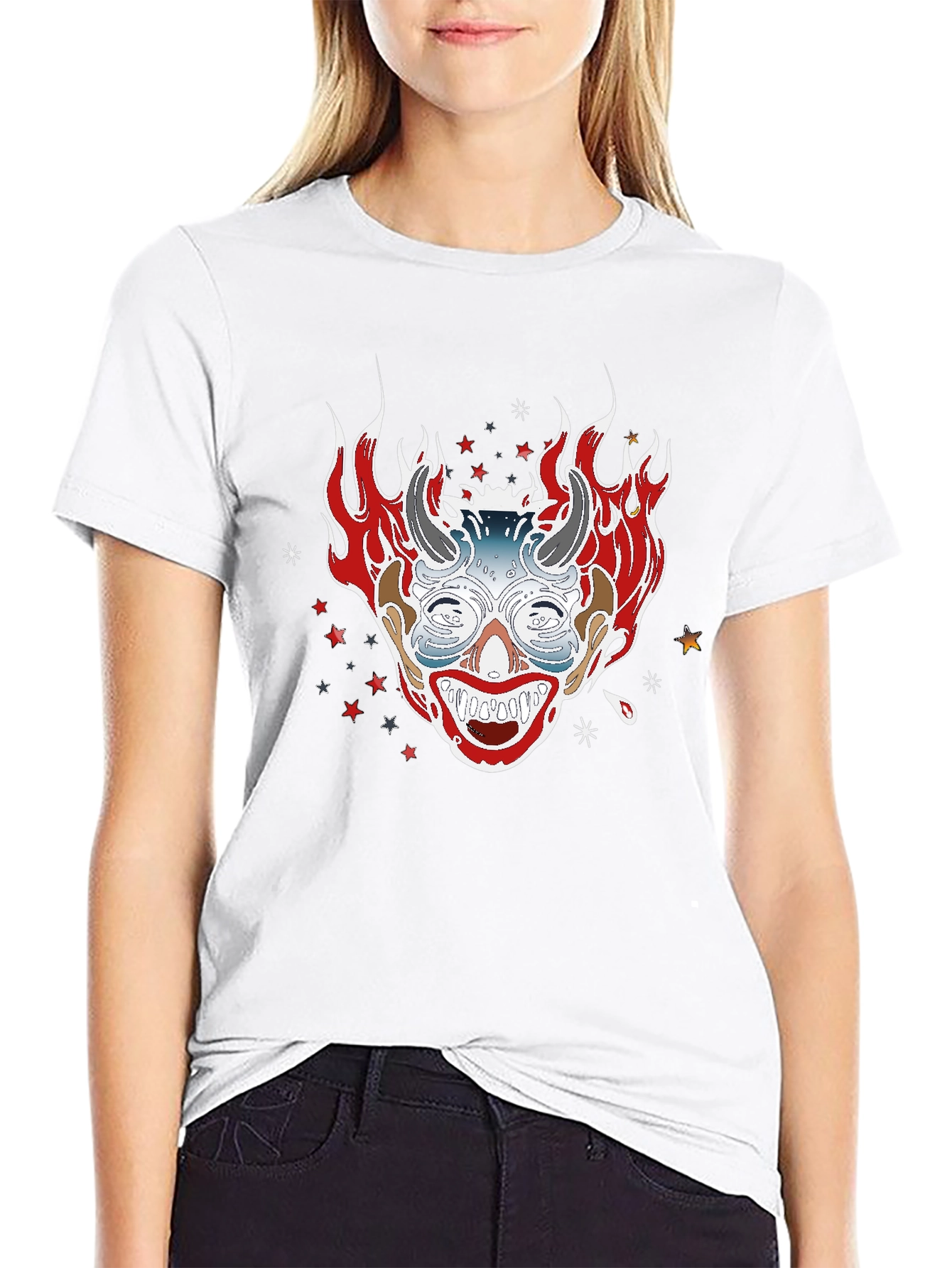 Black Fiery Clown Graphic Tee - Black view 9