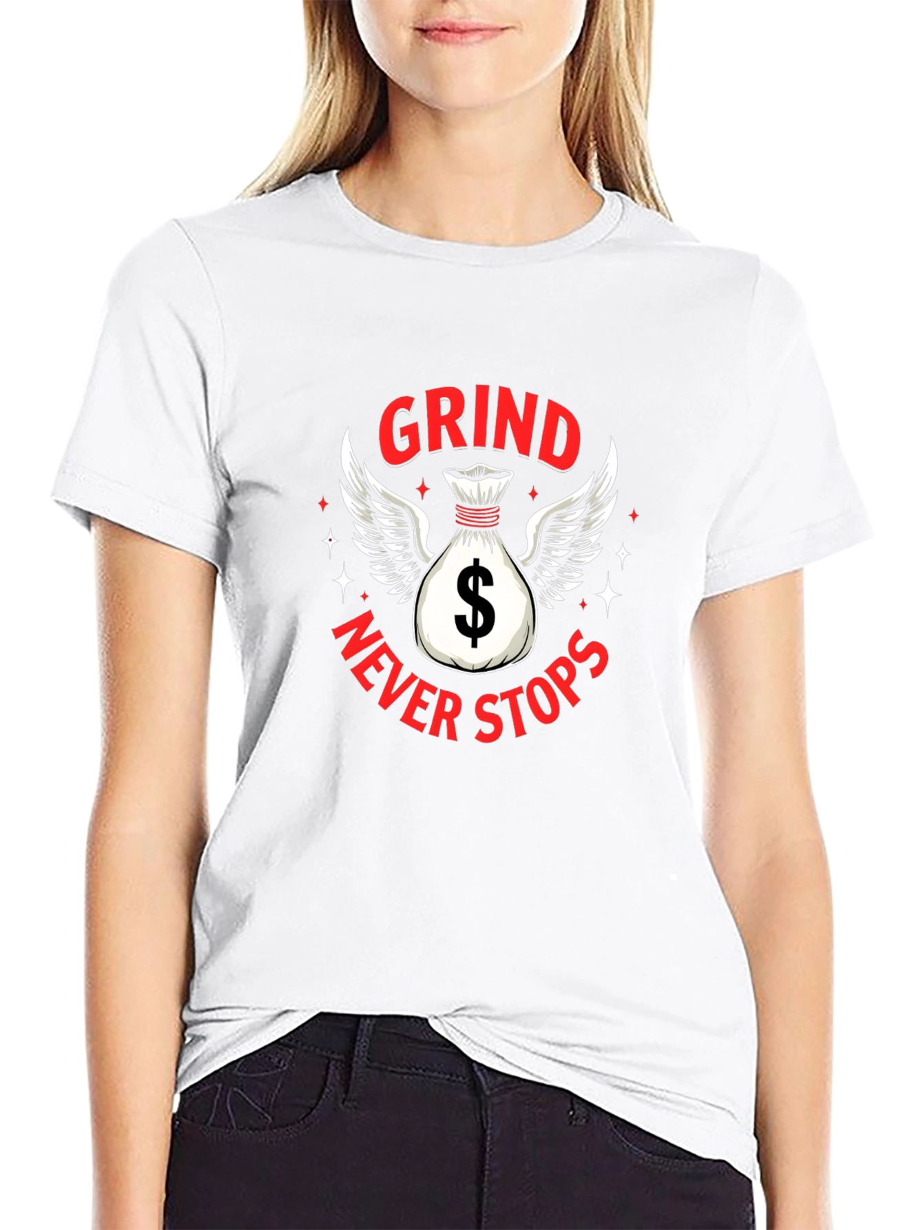 Black Grind Never Stops Black Graphic T-Shirt view 9