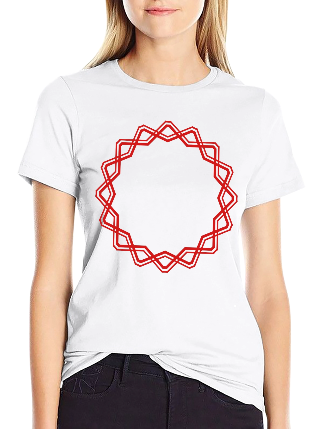 Black Geometric Circle Graphic Tee - Bold Statement T-Shirt view 9