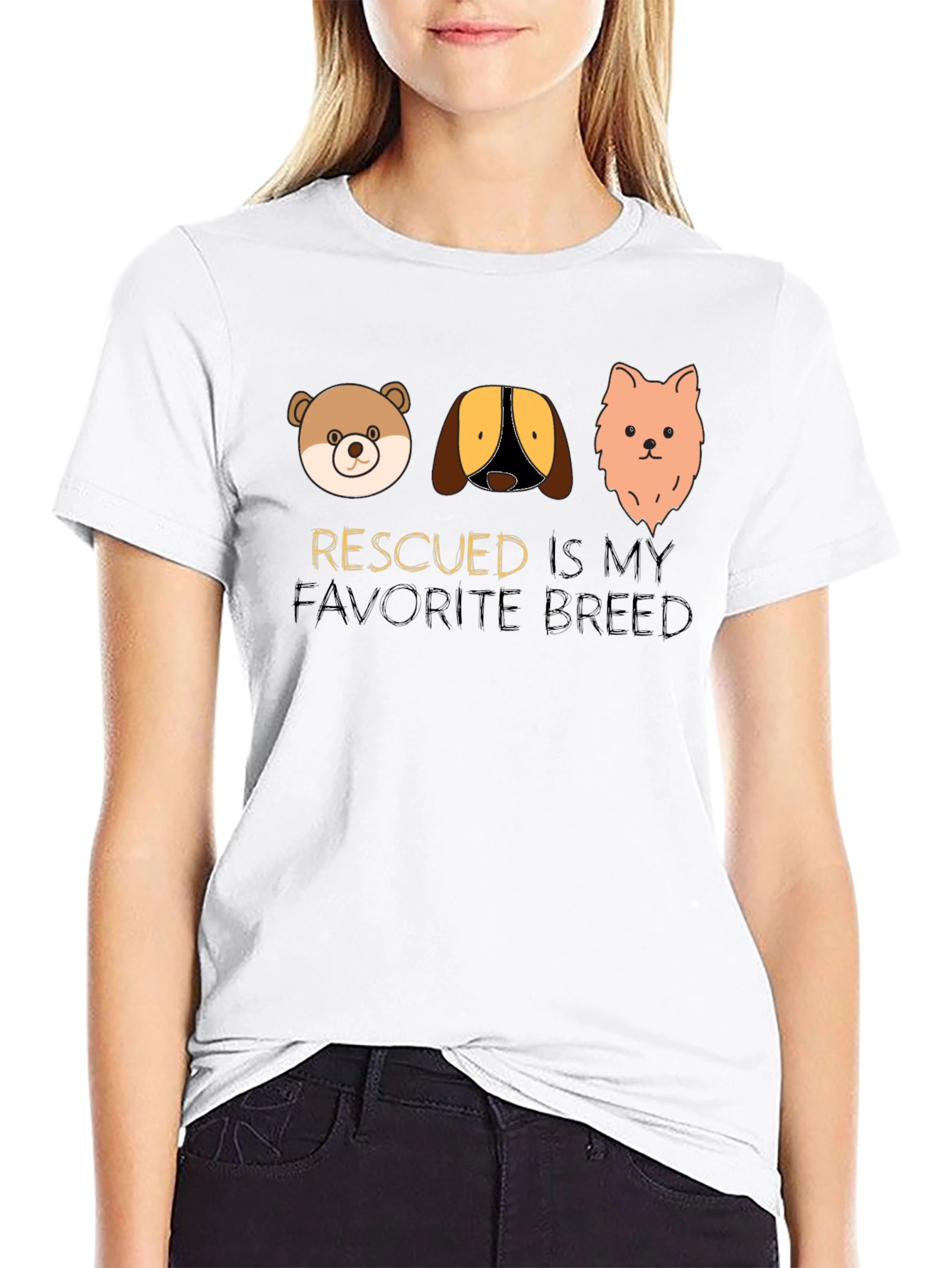 Black Rescued is My Favorite Breed T-Shirt view 9