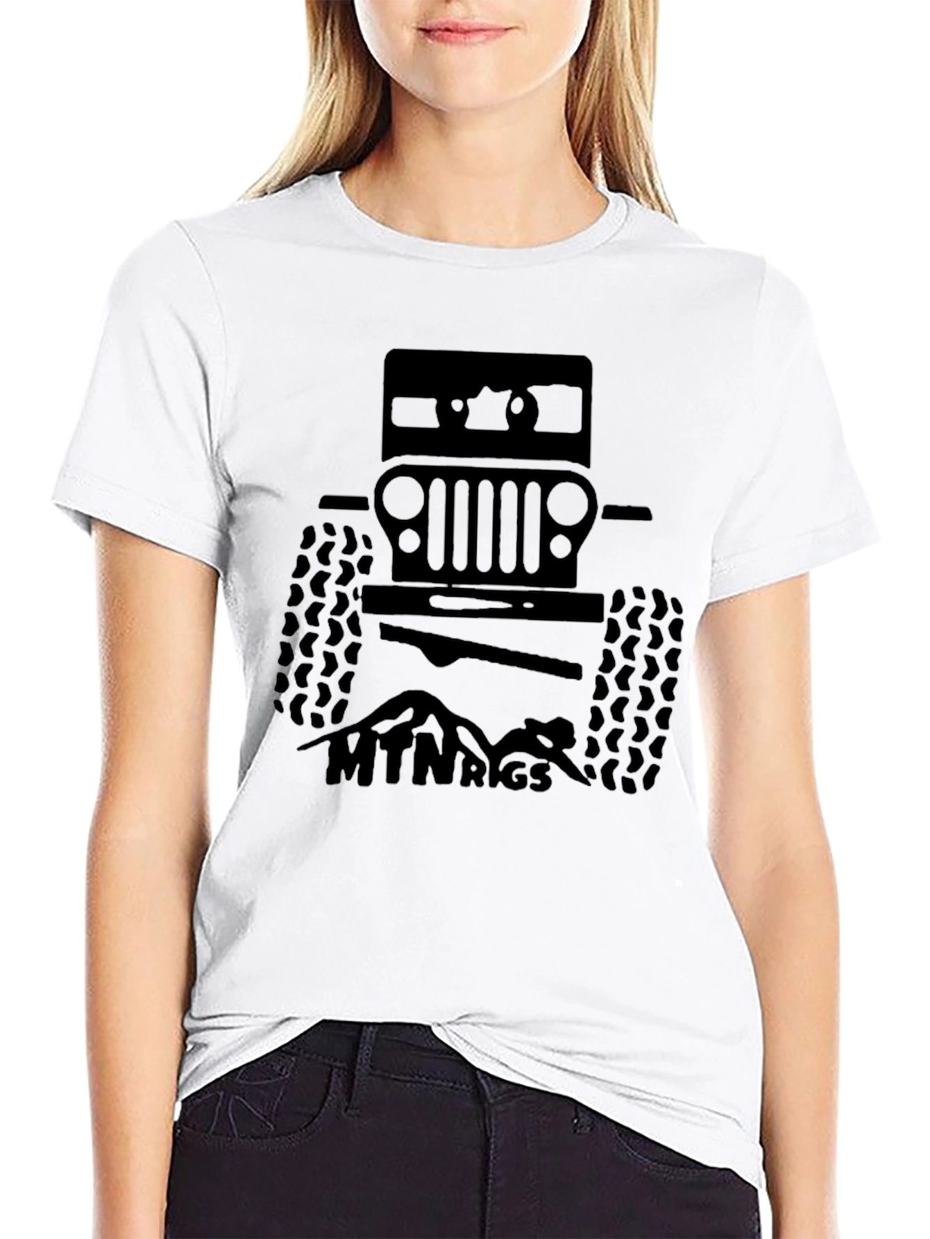 Black MTN Rigs Off-Road T-Shirt - Black Jeep Design view 9