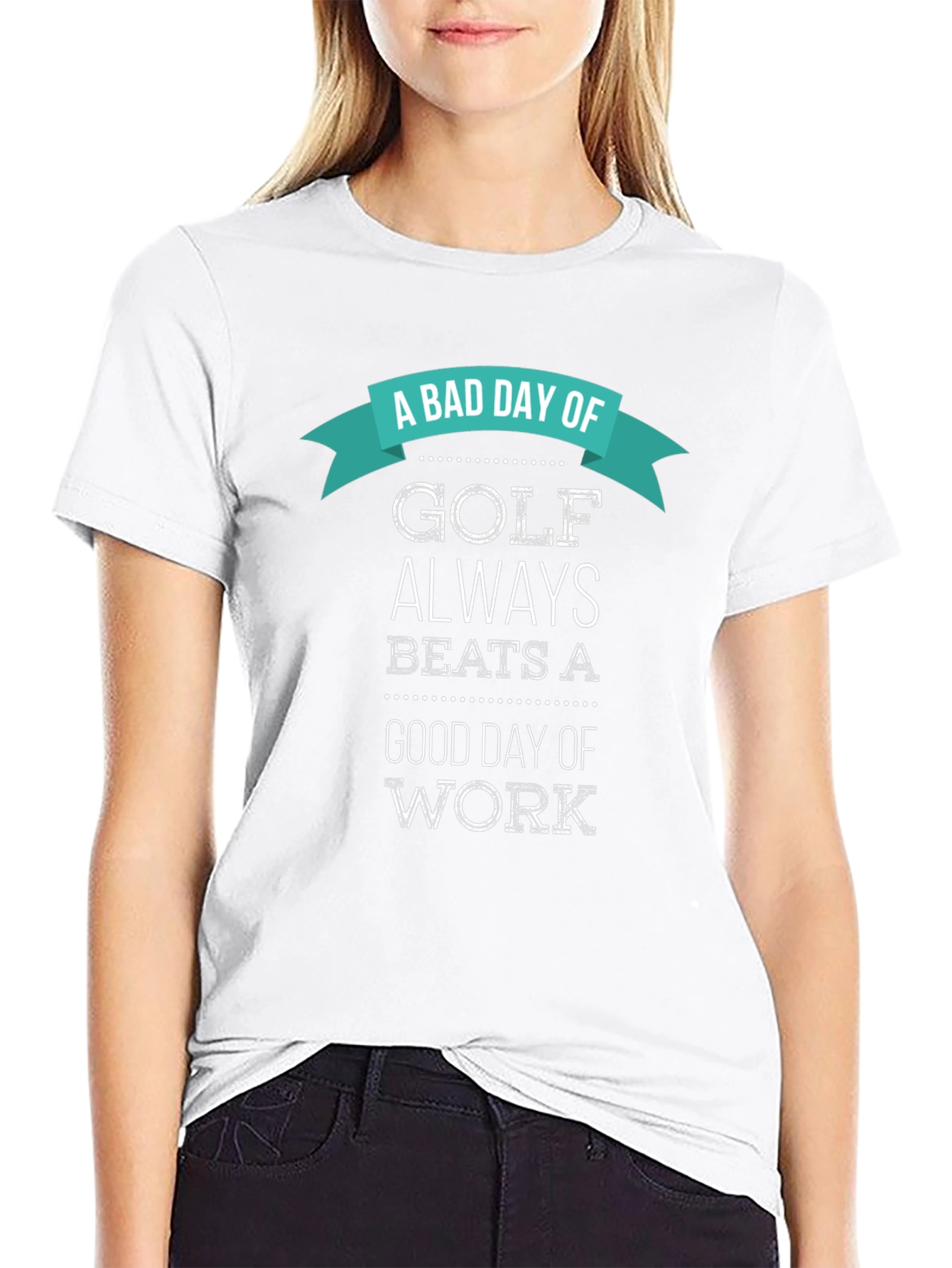 Black Funny Golf T-Shirt: A Bad Day of Golf Beats Work view 9