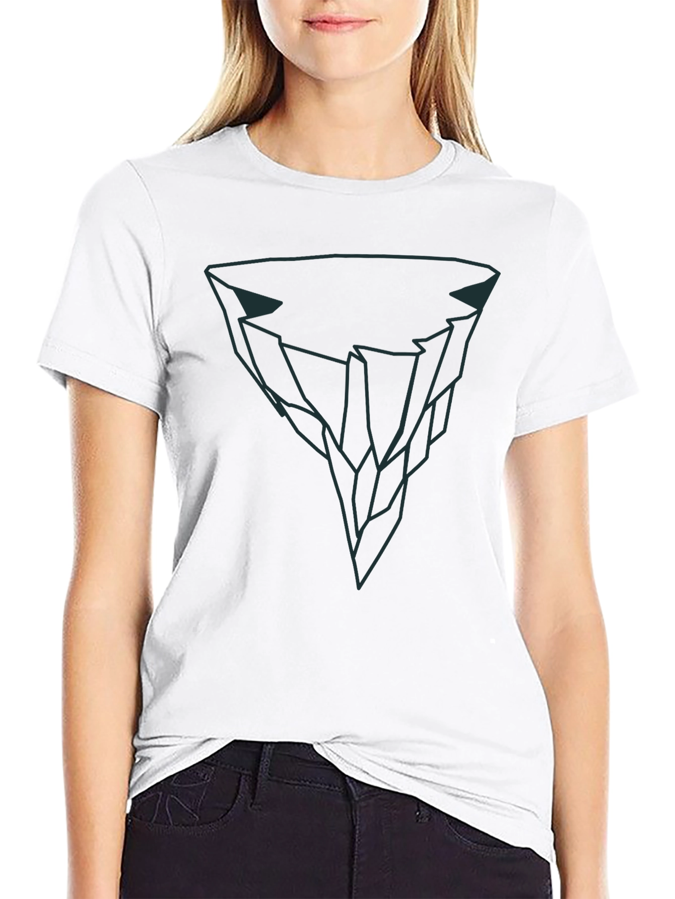 Black Geometric Iceberg Graphic Tee - Modern Black T-Shirt view 9