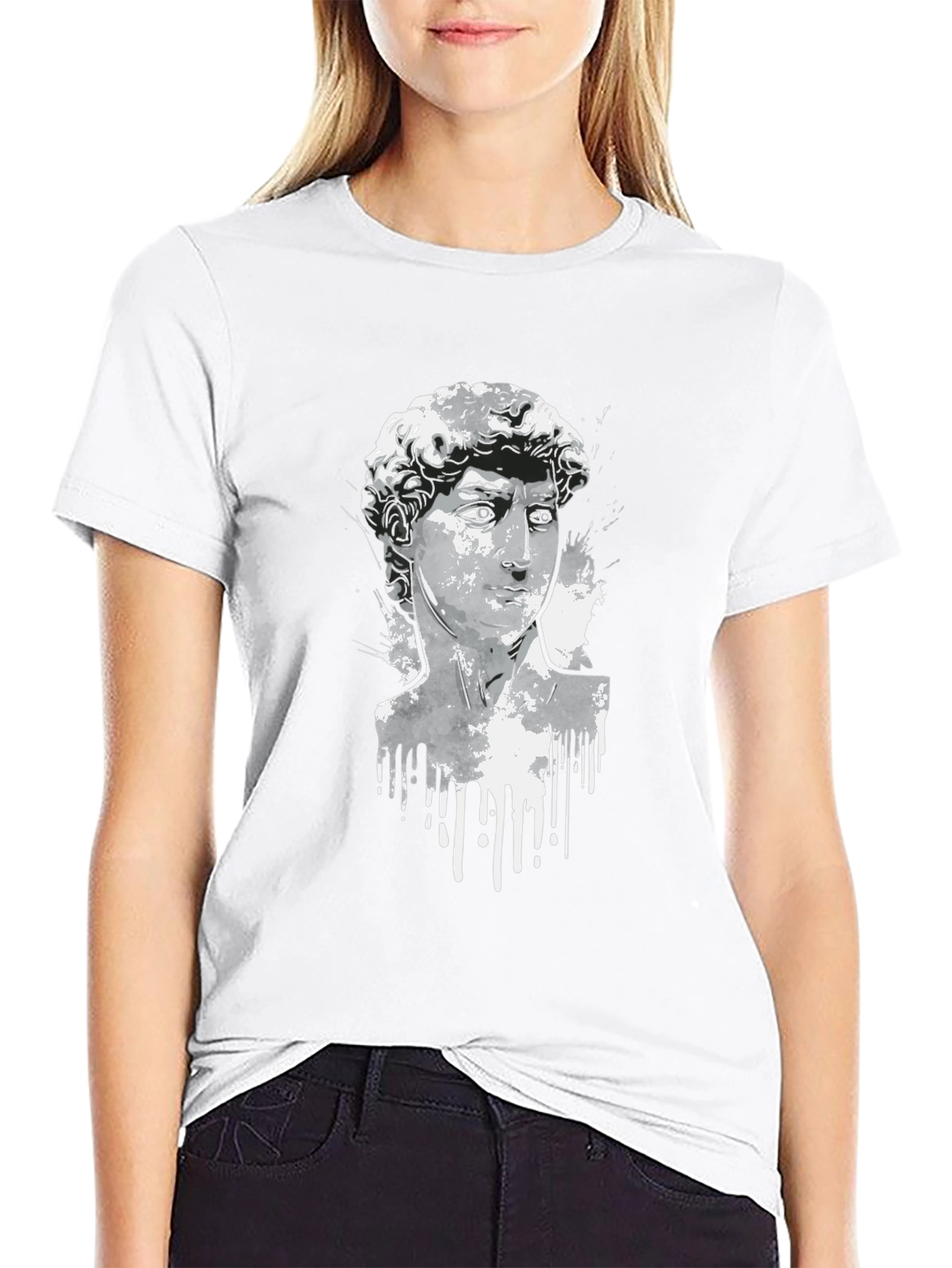 Black David Statue Graphic Tee - Modern Art Shirt view 9