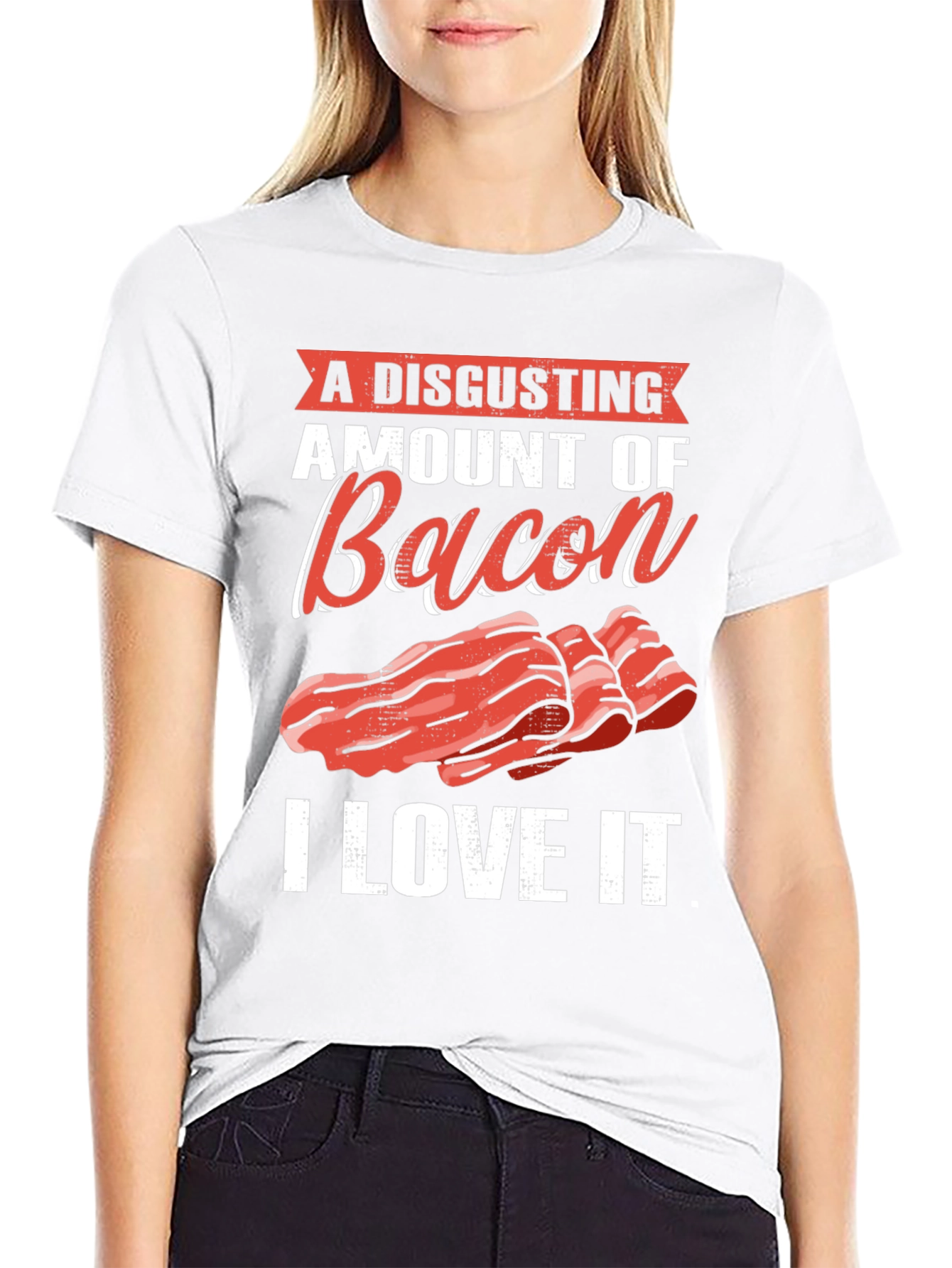 Black Disgusting Amount of Bacon T-Shirt view 9