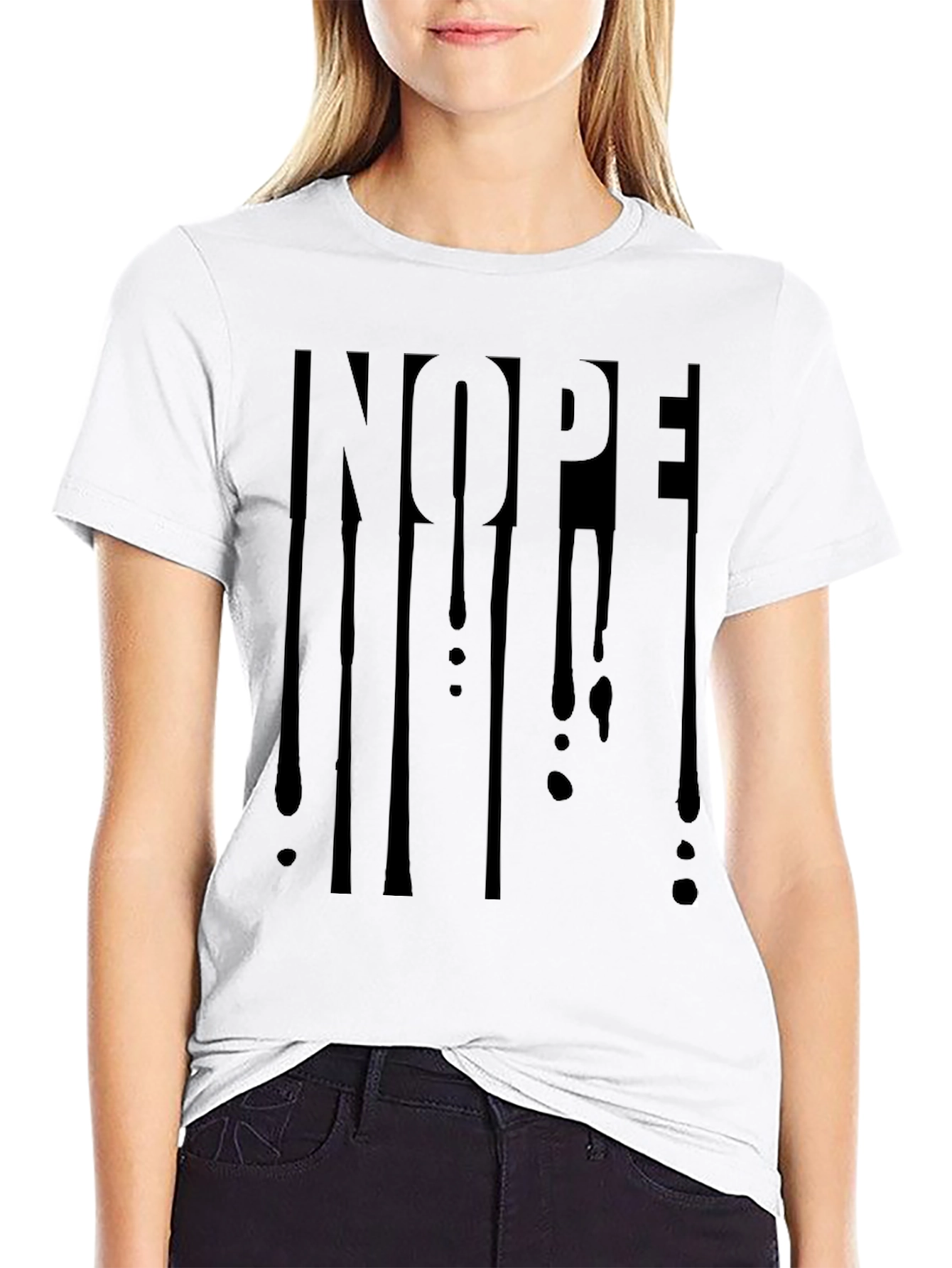 Black Men's Black "Nope!" Graphic Print T-Shirt view 9