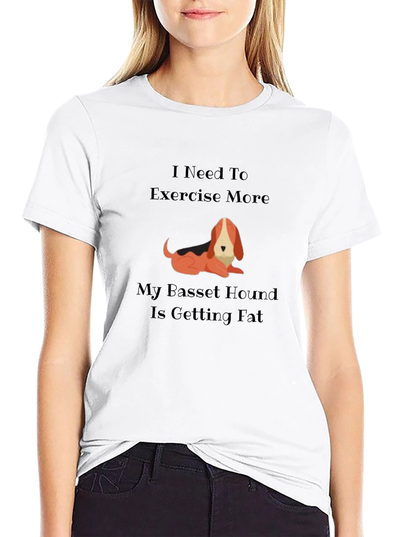 Black Funny Basset Hound Exercise Graphic T-Shirt view 9