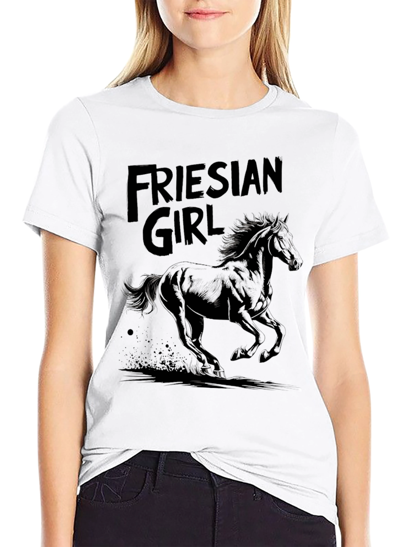 Black Friesian Girl Graphic Tee view 9