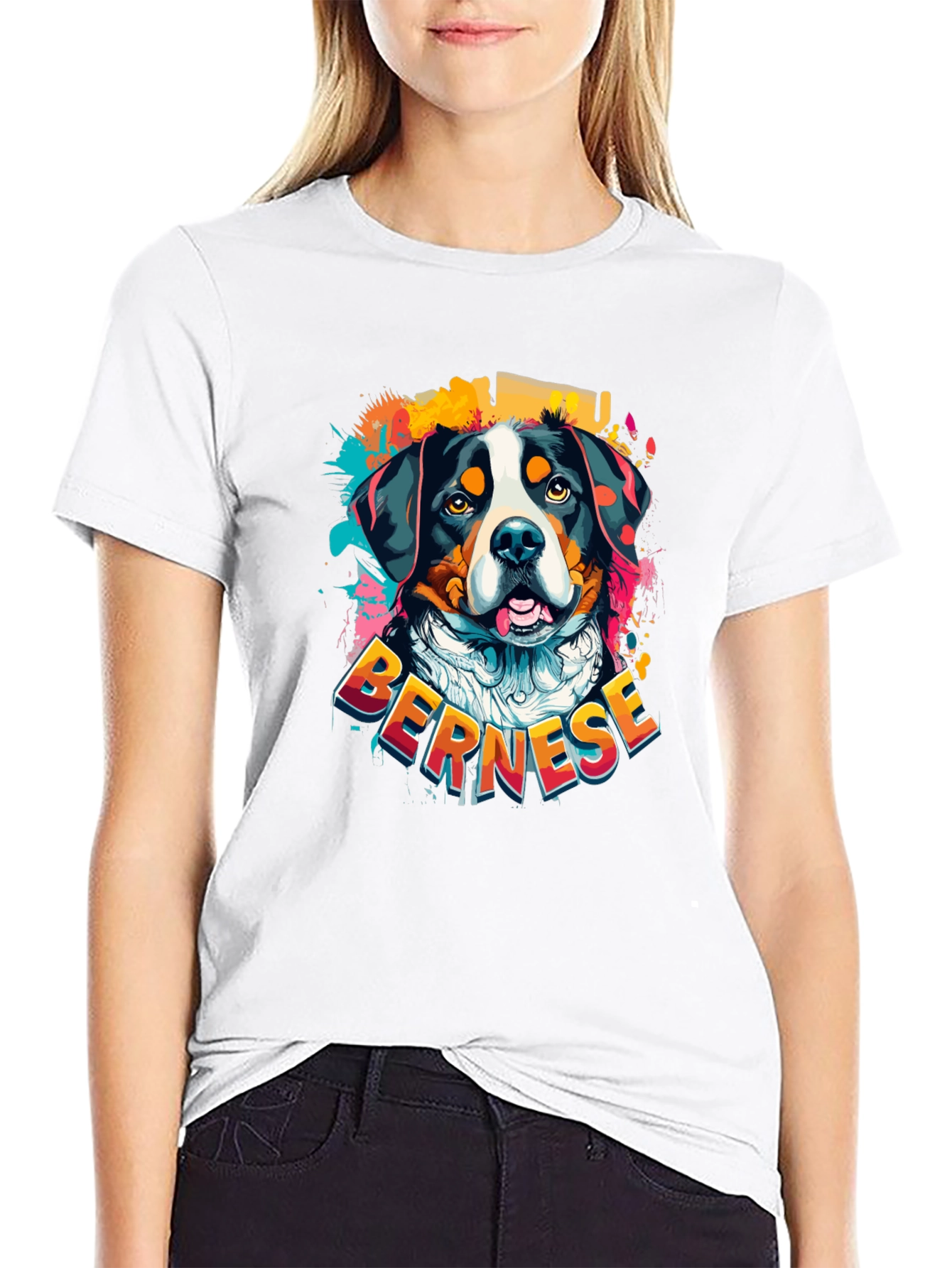 Black Bernese Mountain Dog Graphic T-Shirt view 9